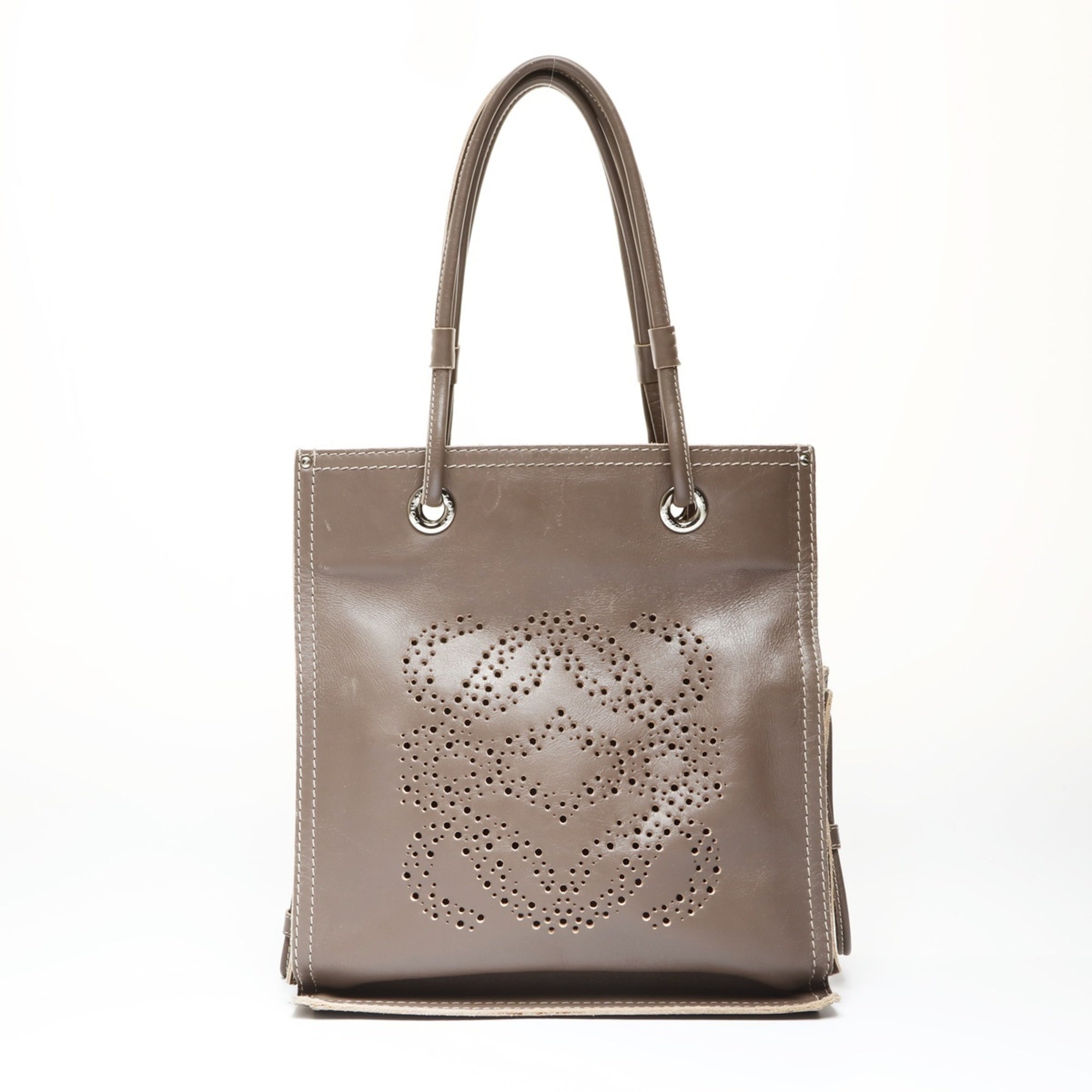 Loewe Gray Brown Leather Tote Bag (Pre-Owned)