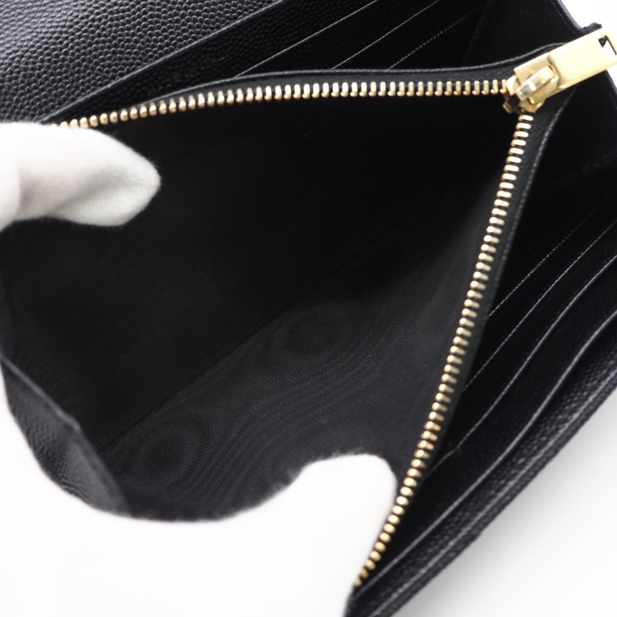 Saint Laurent Black Leather Long Wallet (Bi-Fold) (Pre-Owned)
