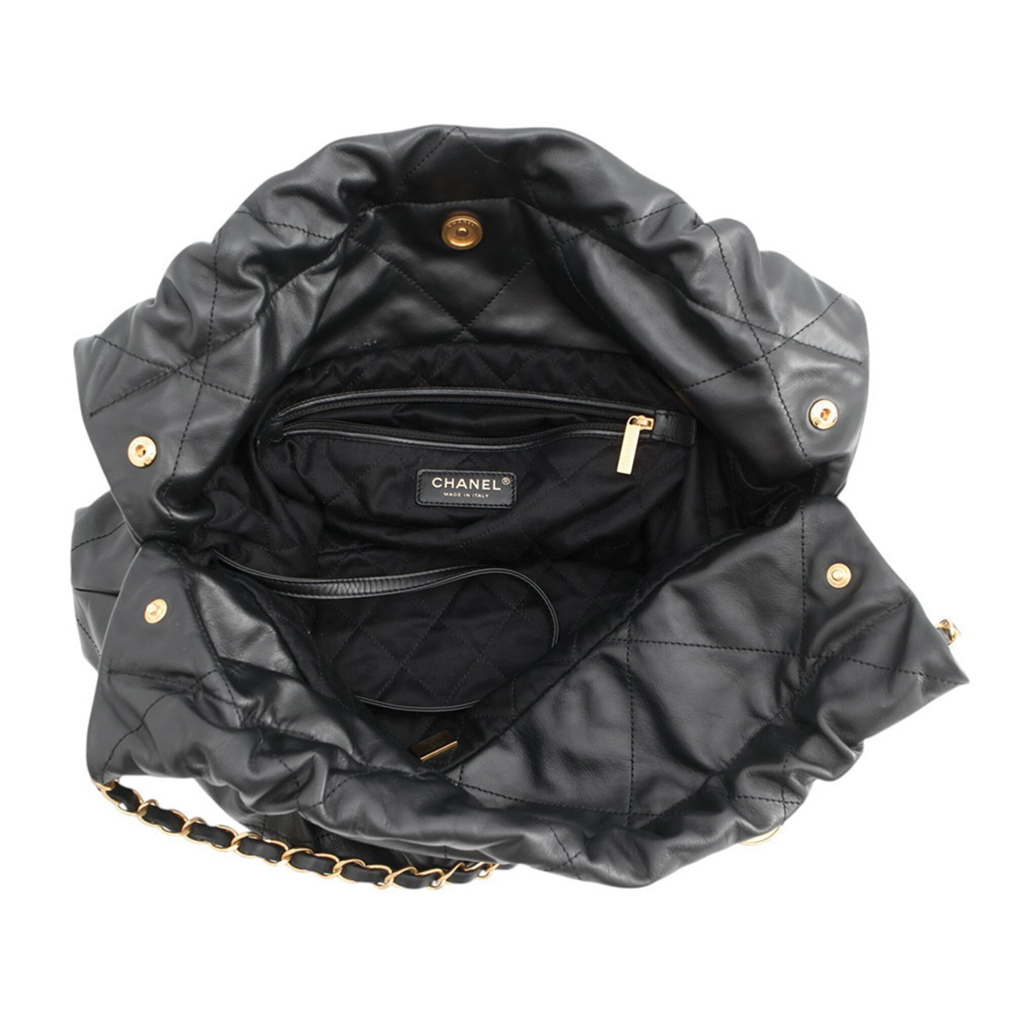Chanel Black Leather Handbag Pouch Shoulder Bag (Pre-Owned)