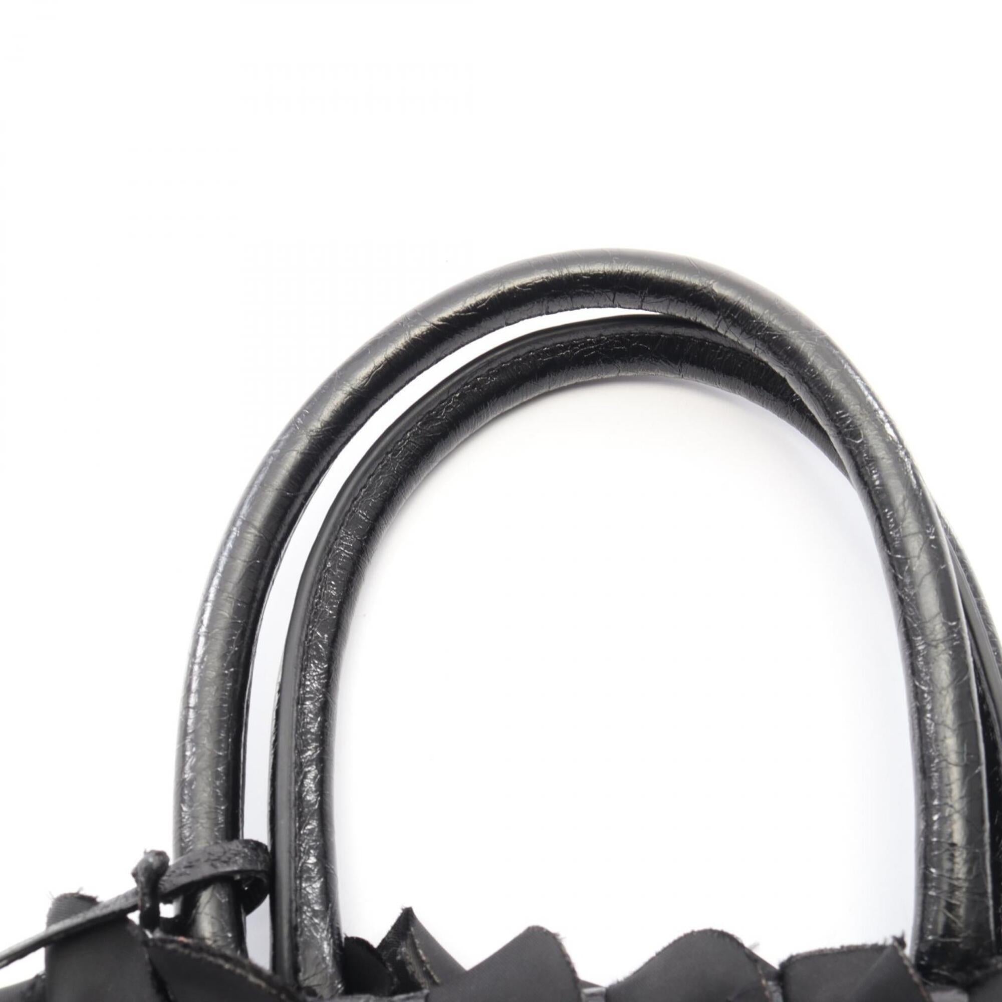 Prada Black Nylon Patent Leather Handbag (Pre-Owned)
