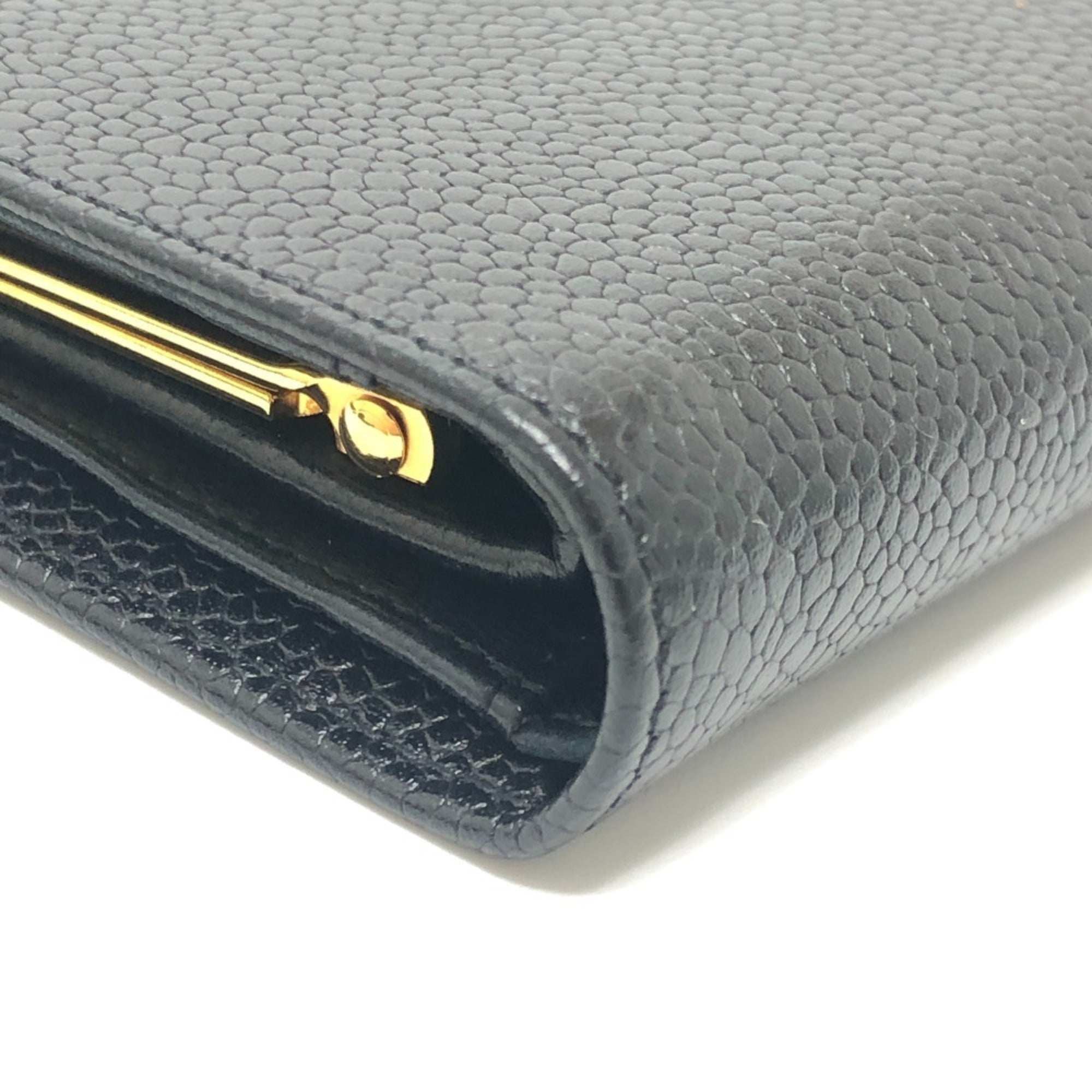 Chanel Black Grained Calfskin Long Wallet (Bi-Fold) (Pre-Owned)