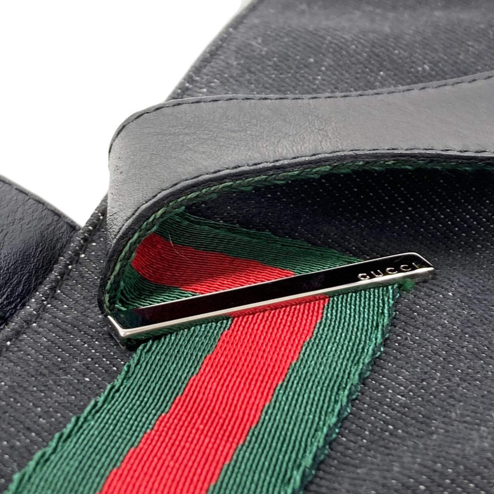Gucci Sherry Line Black Canvas Handbag (Pre-Owned)