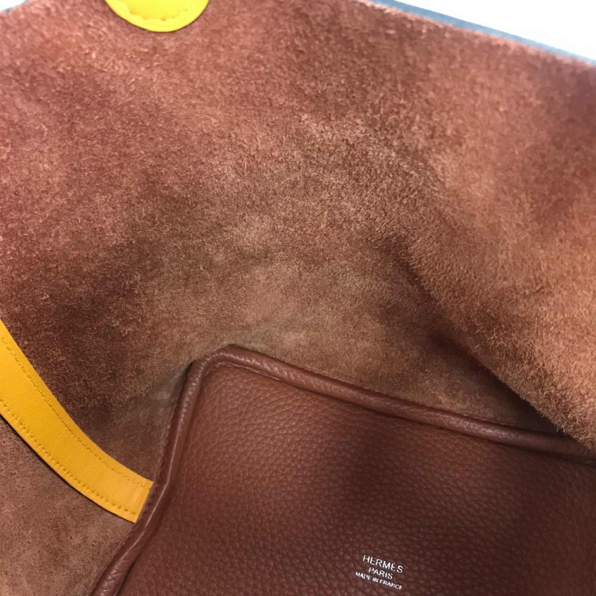 Hermes Bicolor Brown Orange Togo Leather Swift Leather Handbag Tote Bag (Pre-Owned)