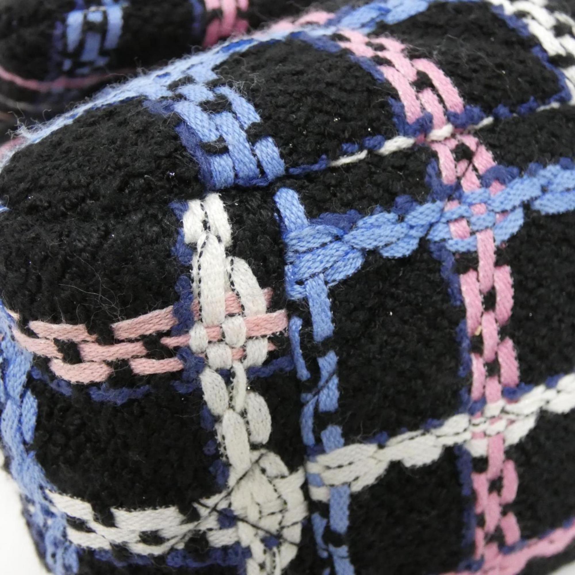 Chanel Black Blue Pink White Tweed Shoulder Bag (Pre-Owned)