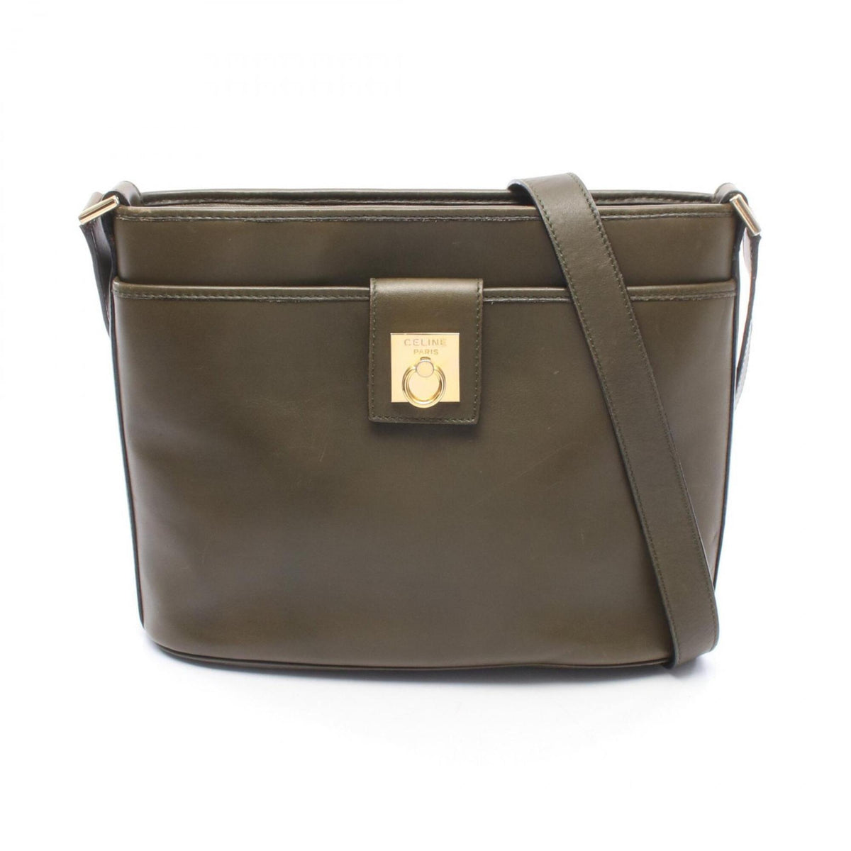 Celine Khaki Leather Handbag Shoulder Bag (Pre-Owned)