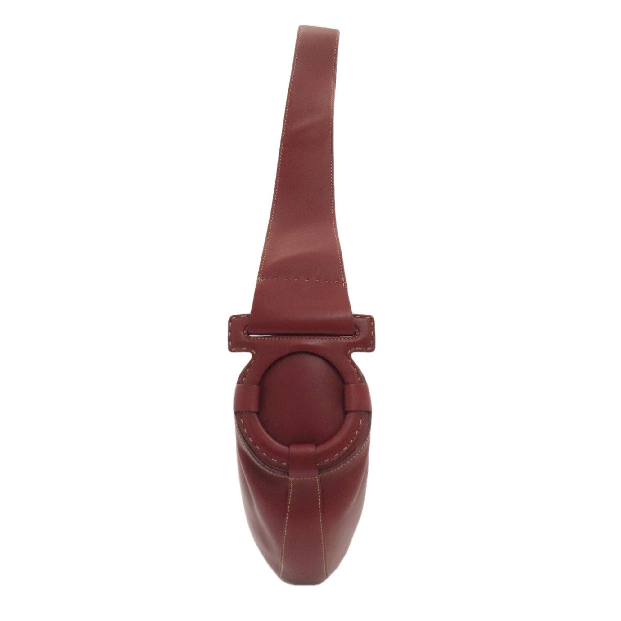 Salvatore Ferragamo Bordeaux Leather Shoulder Bag (Pre-Owned)
