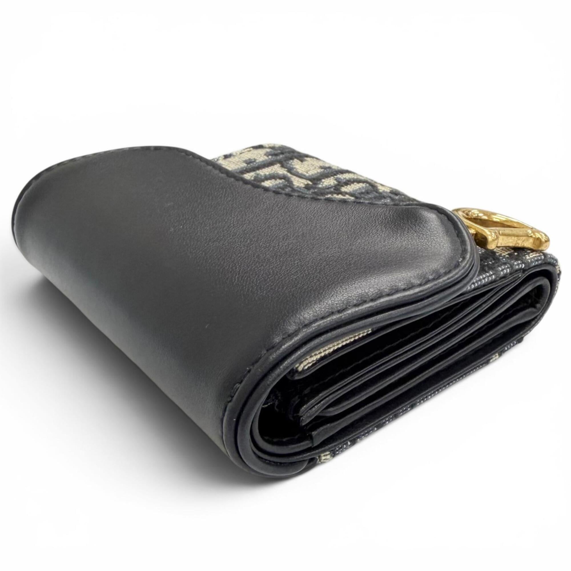 Christian Dior Navy Cotton Leather Wallet (Tri-Fold) (Pre-Owned)