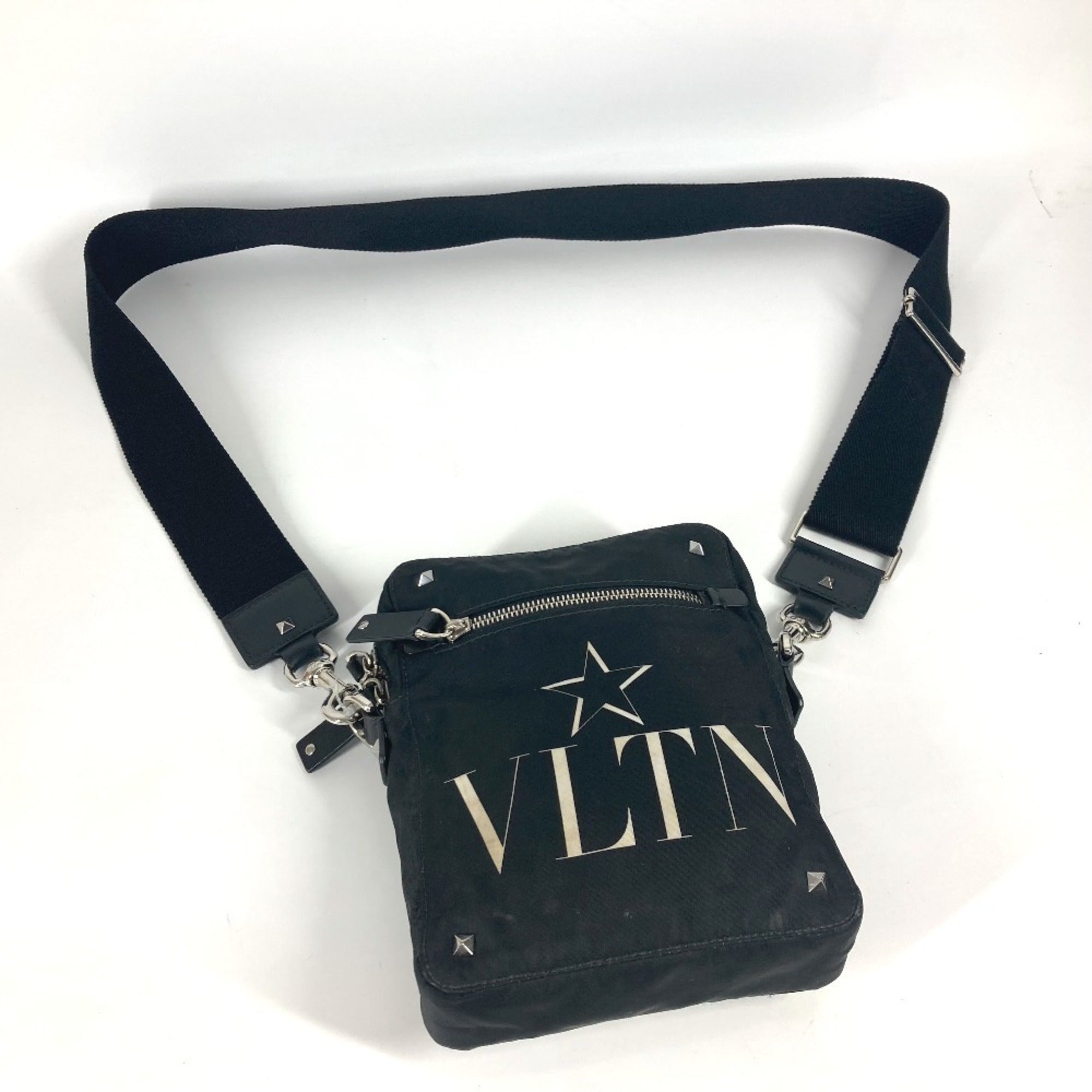 Valentino Black White Nylon Pochette Shoulder Bag (Pre-Owned)