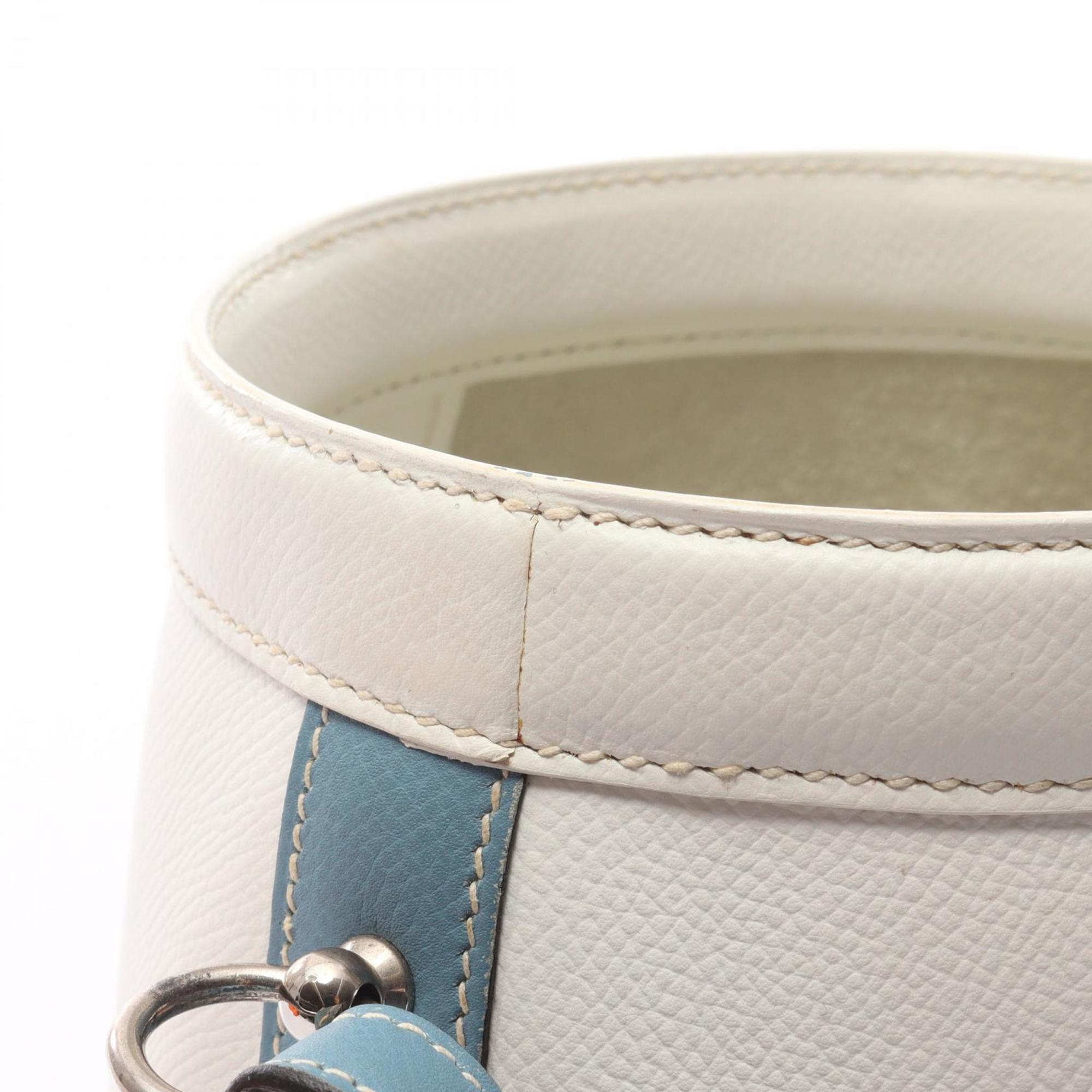 Hermes Blue White Epsom Leather Leather Handbag Shoulder Bag (Pre-Owned)