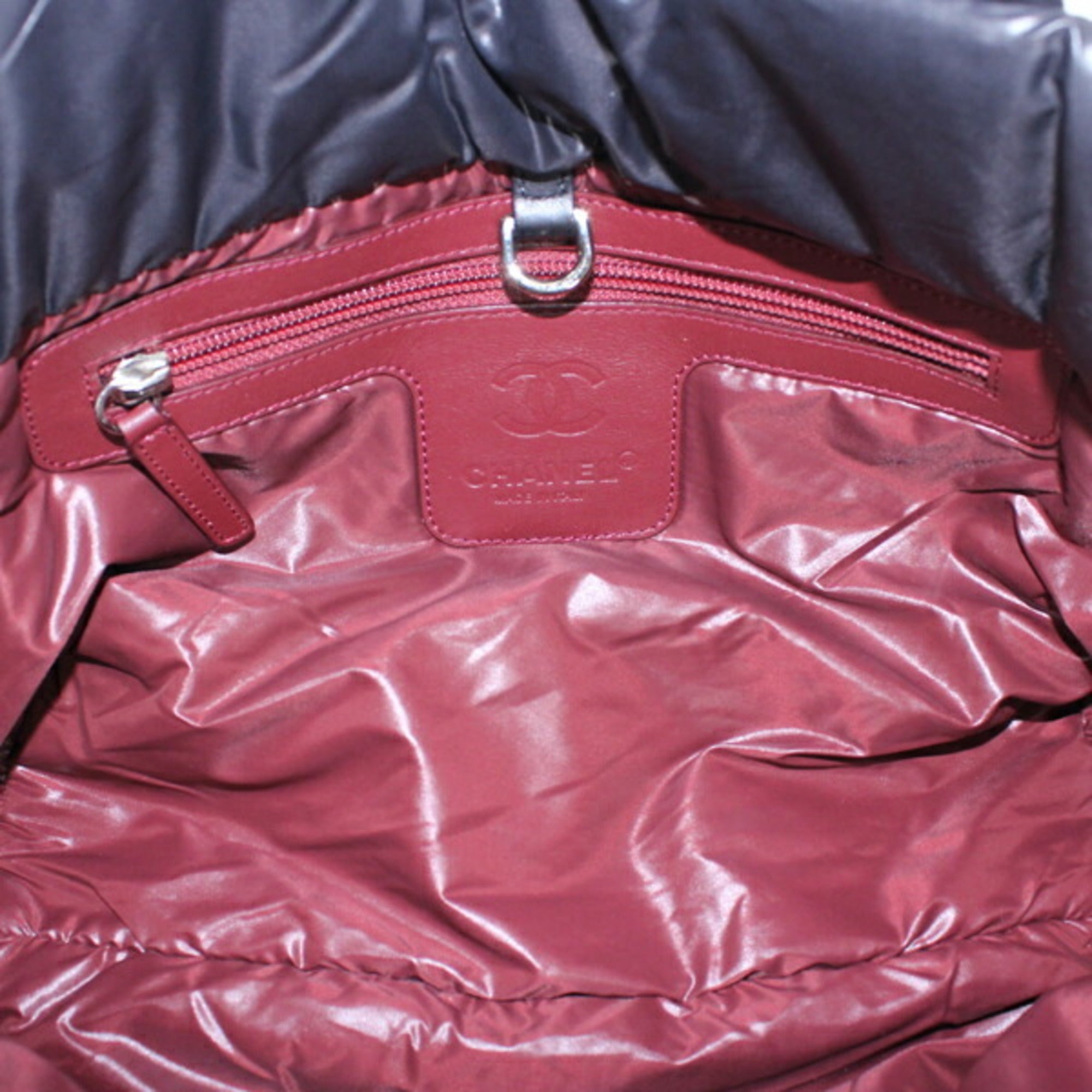 Chanel Black Bordeaux Nylon Handbag Tote Bag (Pre-Owned)