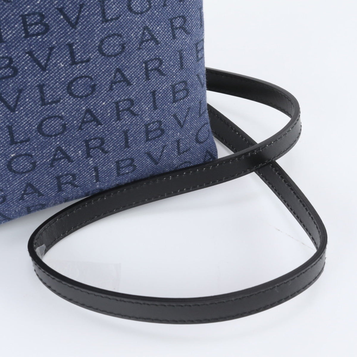 Bvlgari Black Blue Leather Canvas Crossbody Bag Shoulder Bag (Pre-Owned)