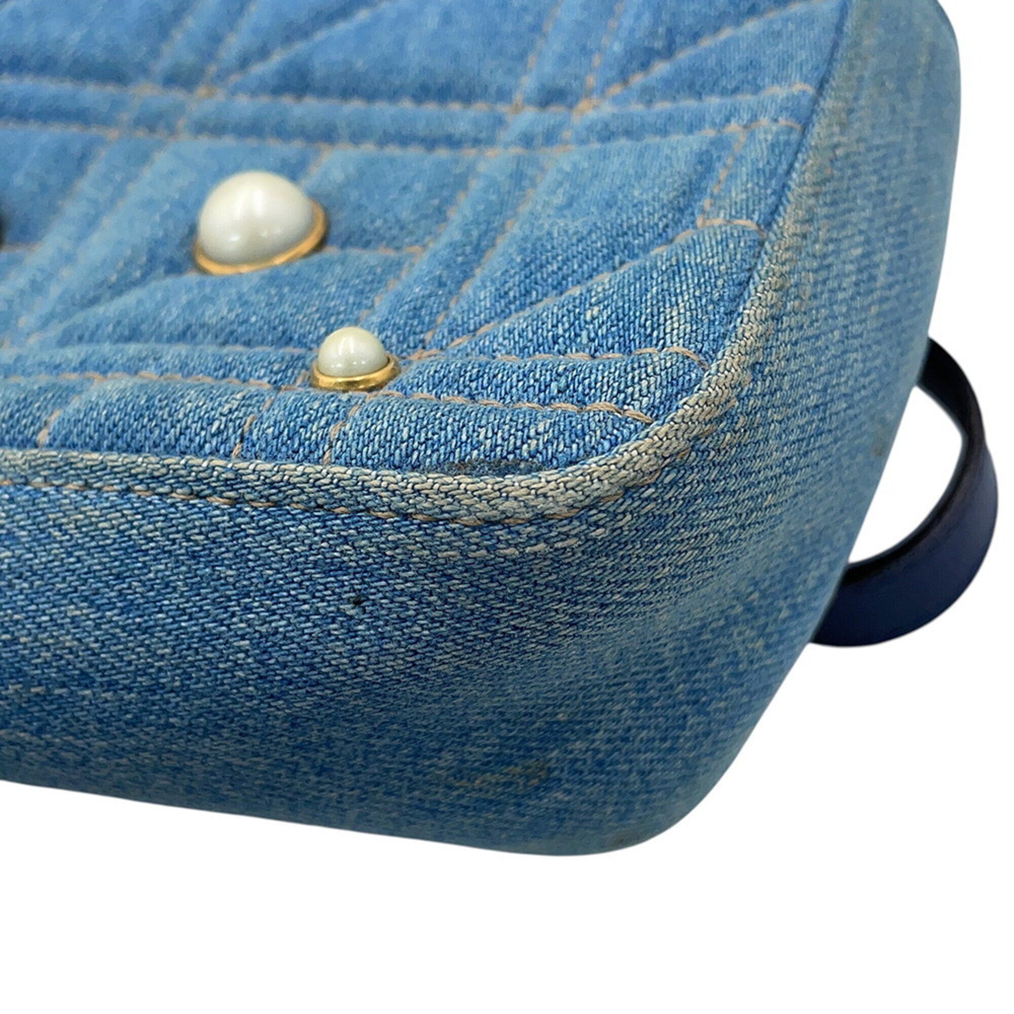 Gucci Gg Marmont Blue Denim Leather Handbag Shoulder Bag (Pre-Owned)