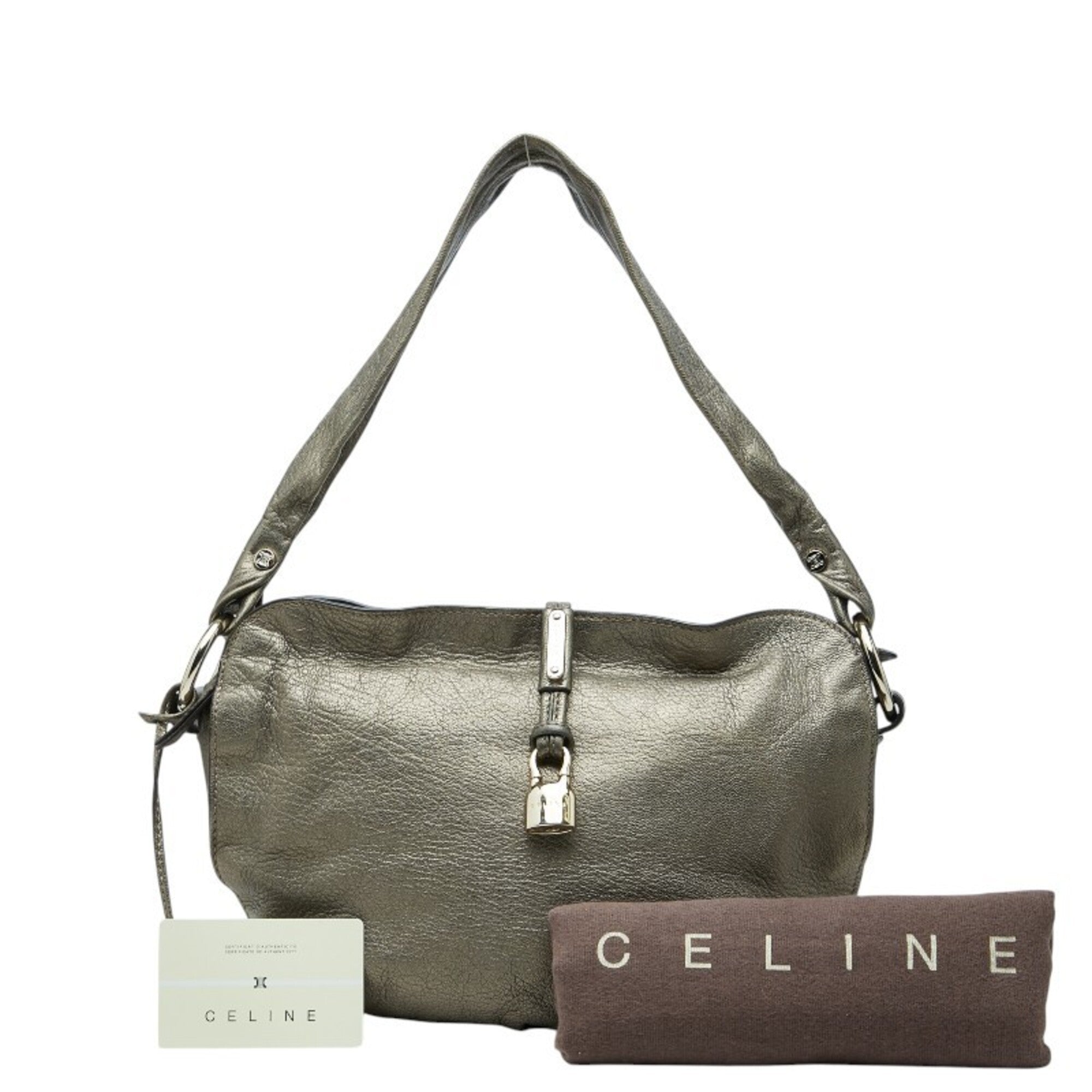 Celine Metallic Bronze Leather Shoulder Bag (Pre-Owned)