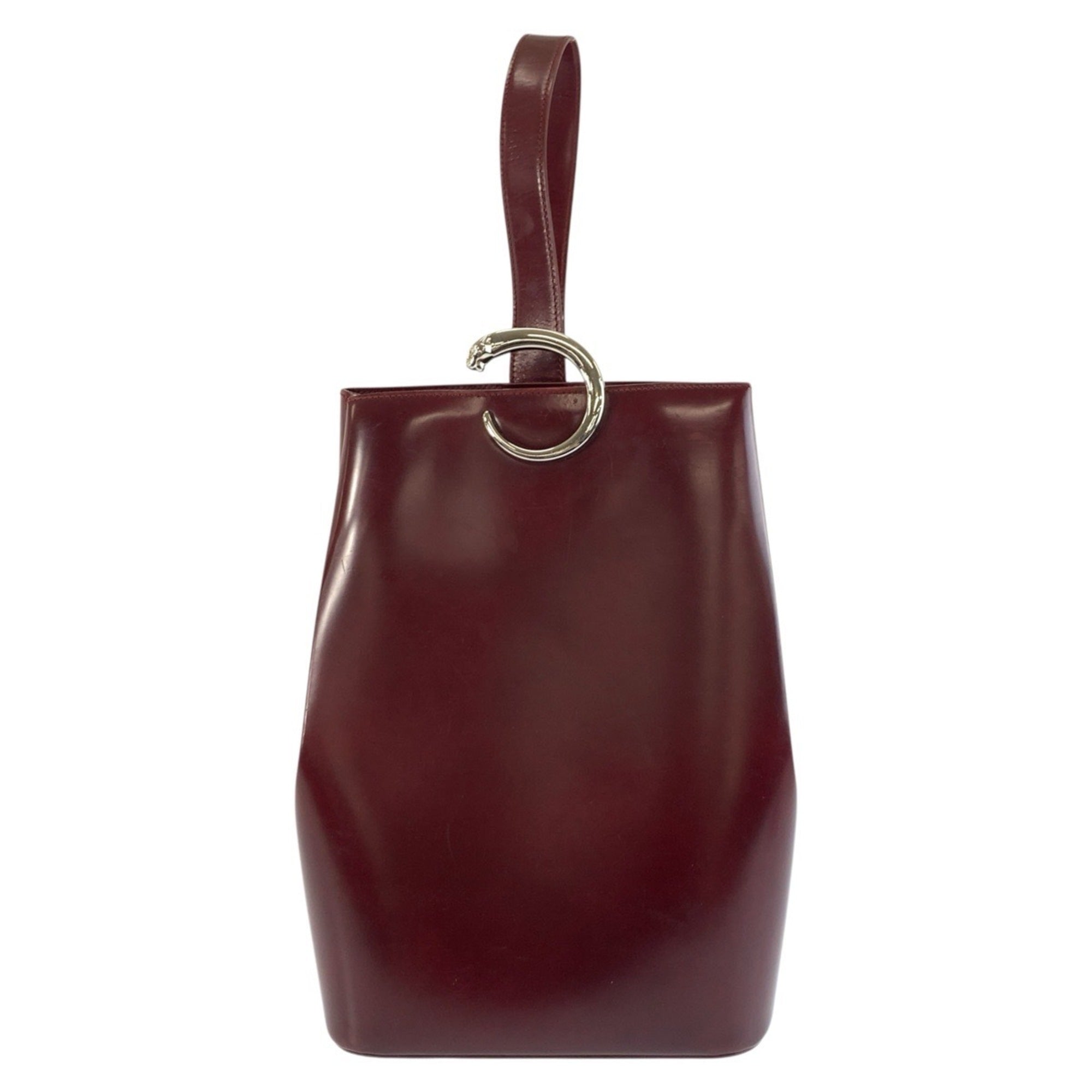Cartier Bordeaux Wine Red Leather Shoulder Bag (Pre-Owned)