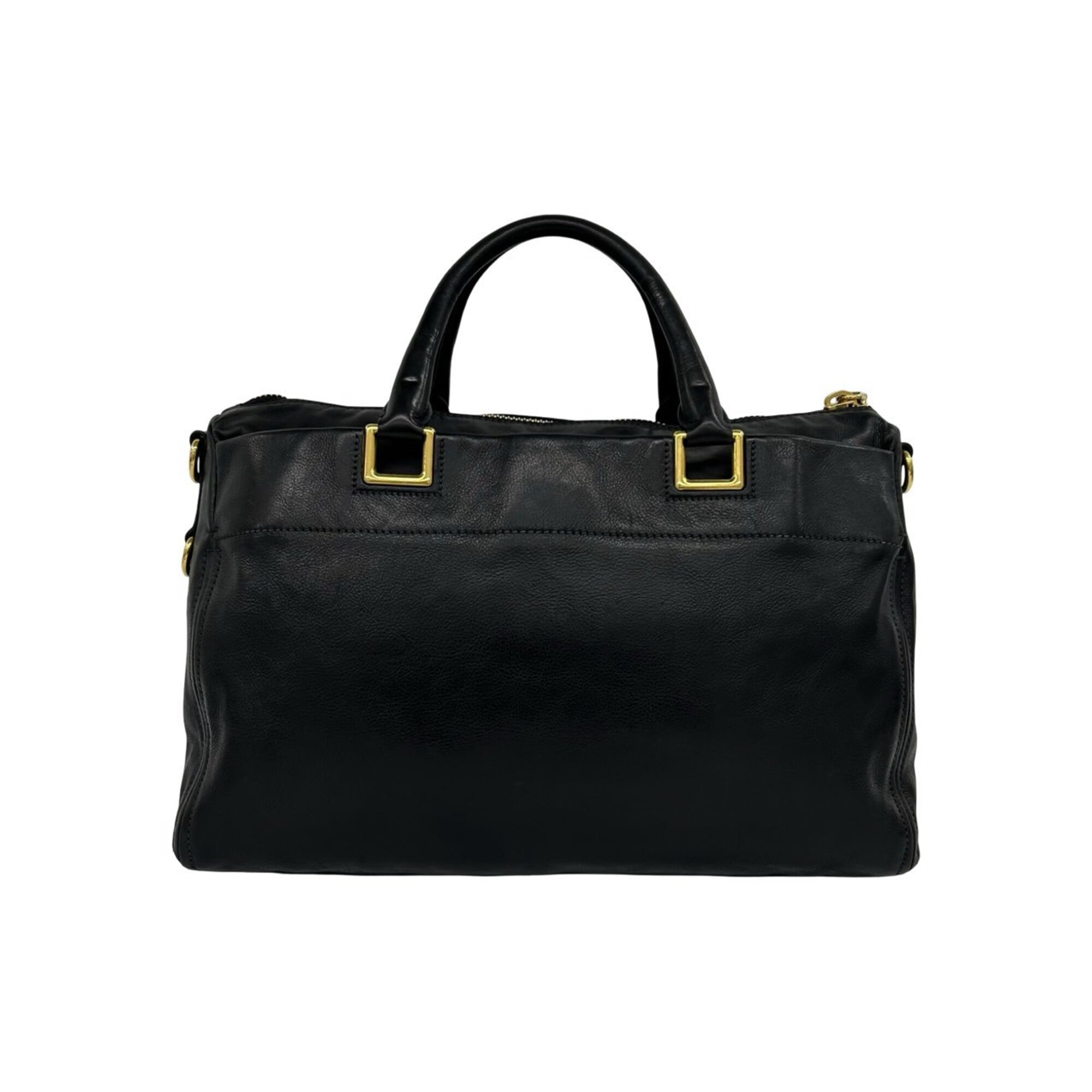 Prada Black Leather Boston Bag Handbag Shoulder Bag (Pre-Owned)