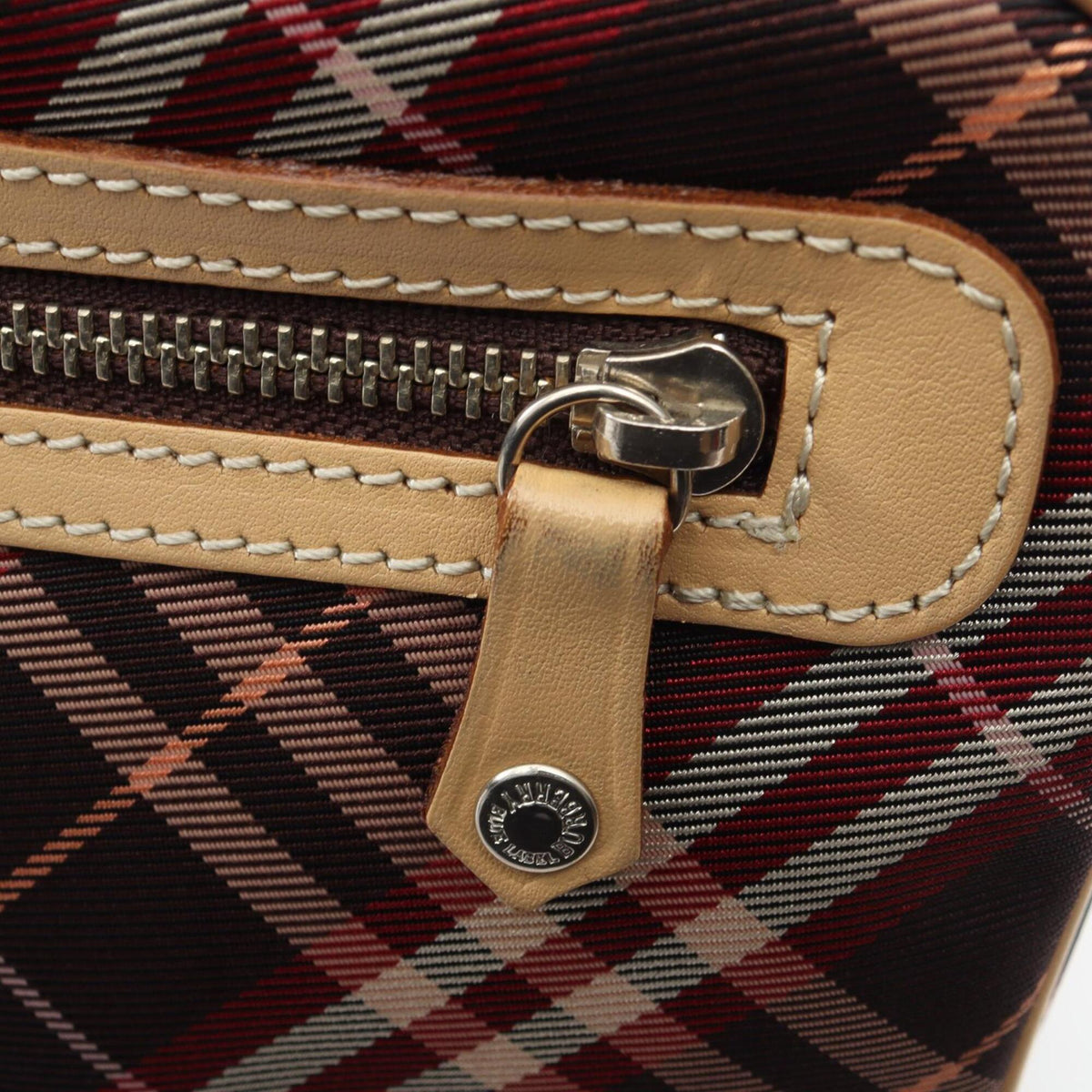 Burberry Blue Label Beige Blue Canvas Leather Handbag Shoulder Bag (Pre-Owned)