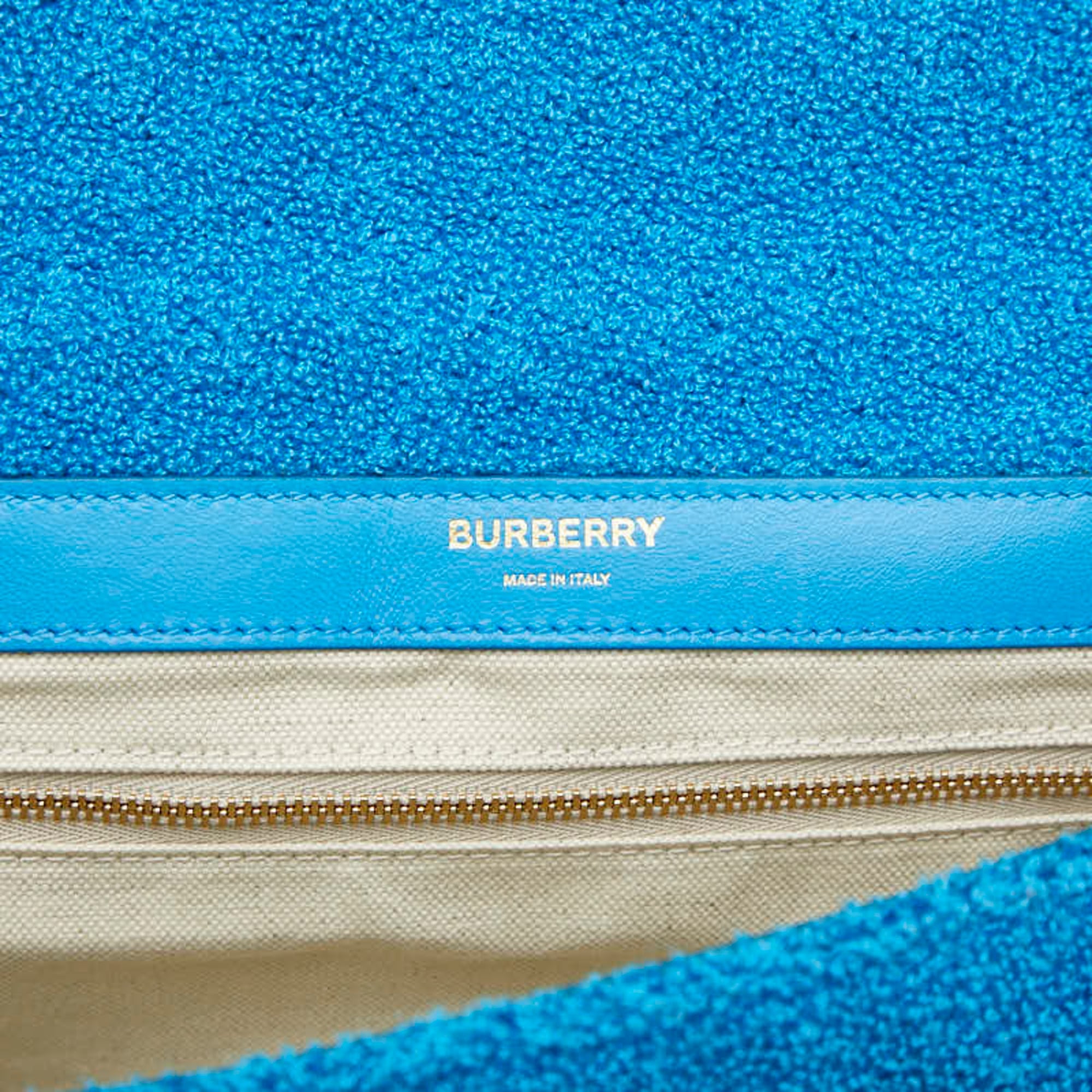 Burberry Blue Pile Fabric Shoulder Bag (Pre-Owned)