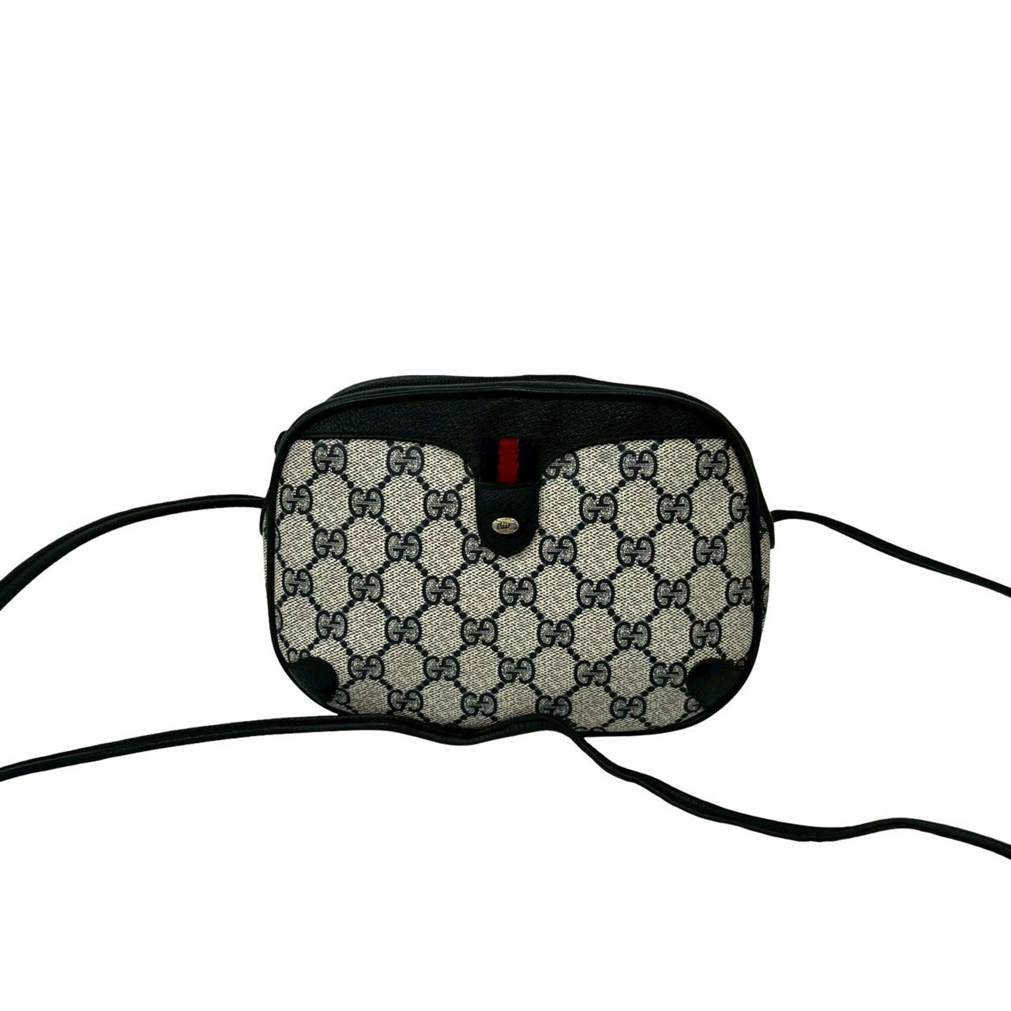 Gucci Navy Red Color Leather Pvc Pochette Shoulder Bag (Pre-Owned)