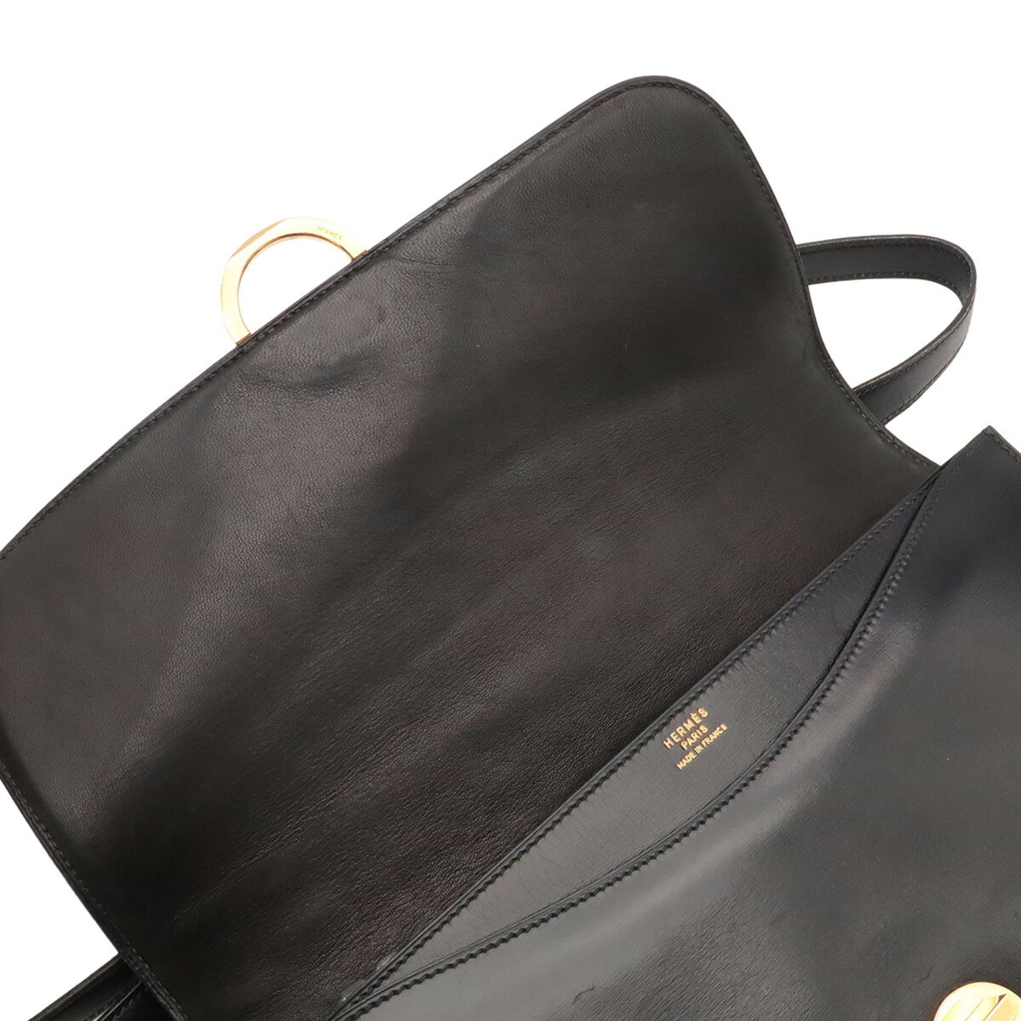 Hermes Black Box Calf Leather Shoulder Bag (Pre-Owned)