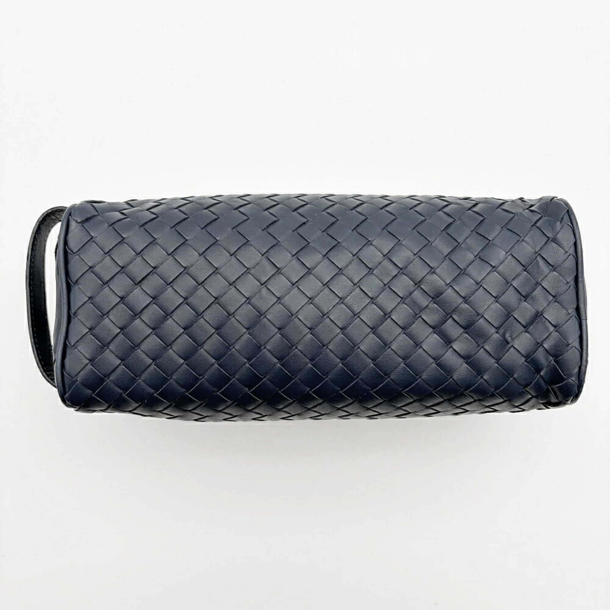 Bottega Veneta Intrecciato Navy Leather Pouch (Pre-Owned)