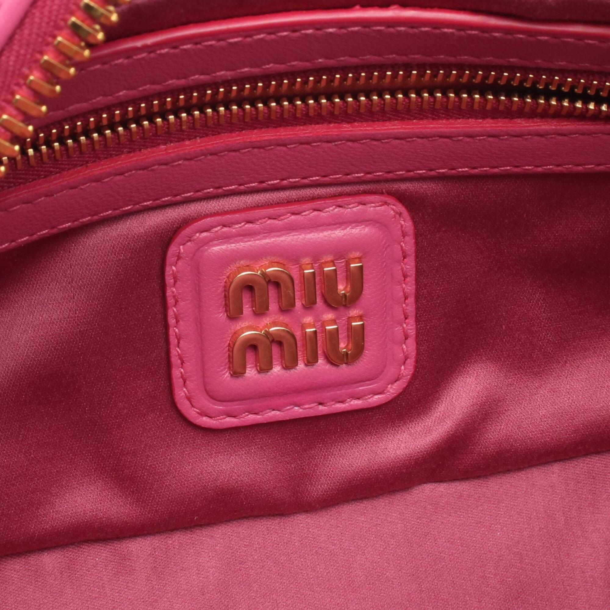 Miu Miu Pink White Leather Handbag (Pre-Owned)