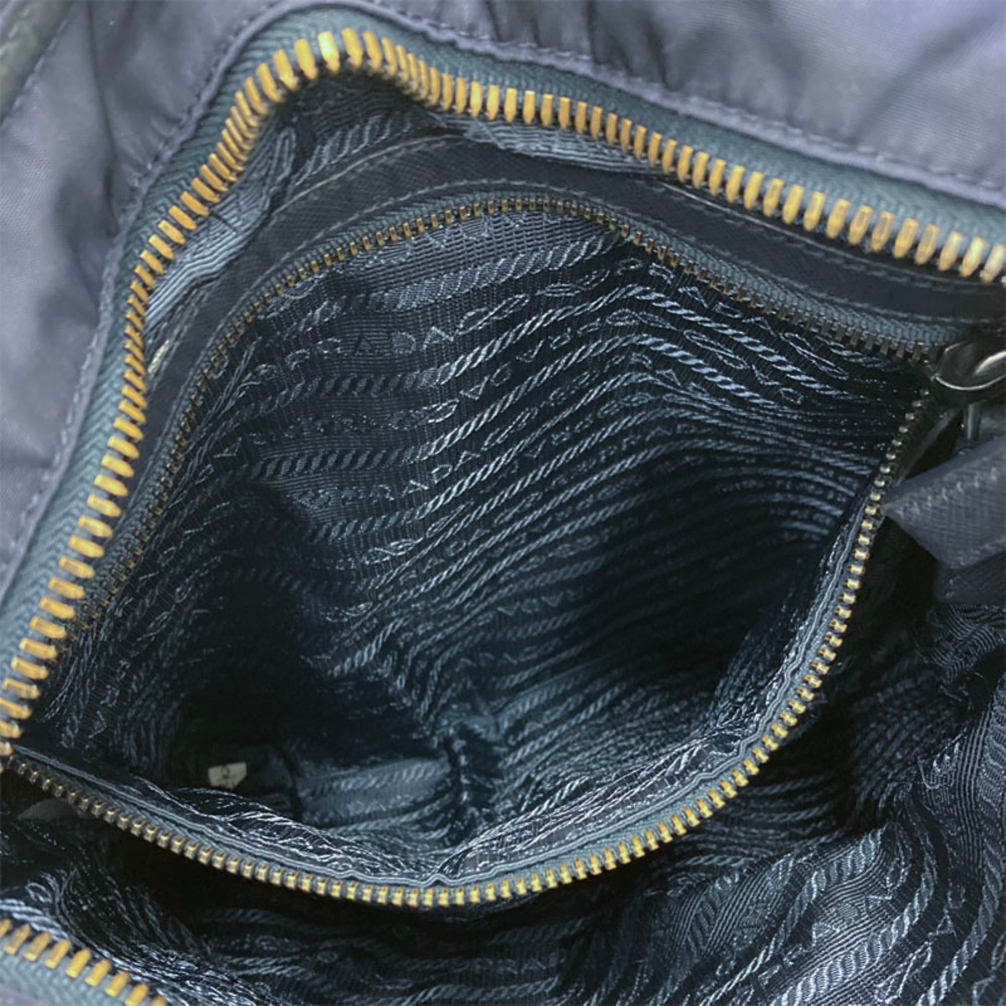 Prada Navy Nylon Leather Shoulder Bag (Pre-Owned)