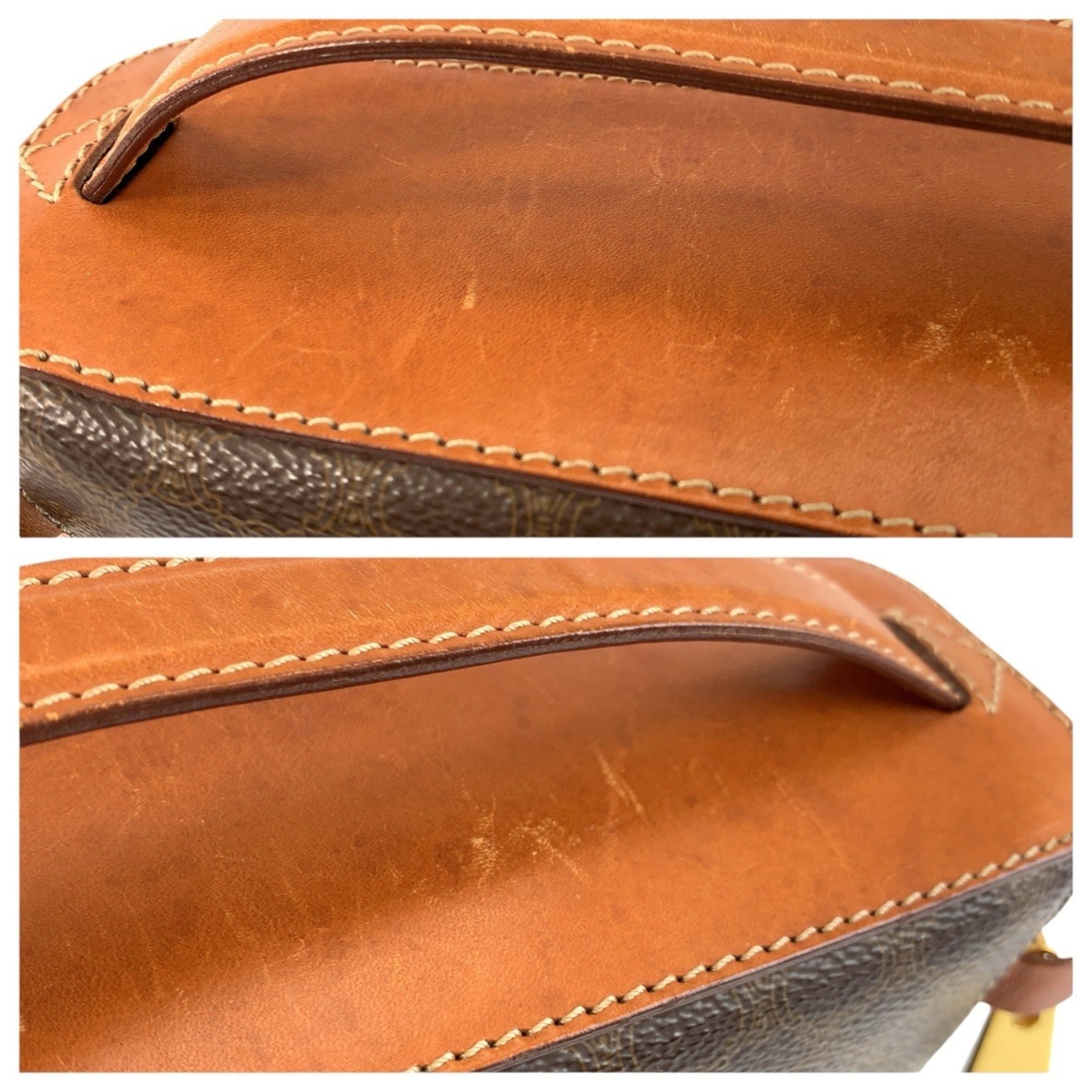 Celine Brown Leather Pvc Handbag Vanity Bag (Pre-Owned)