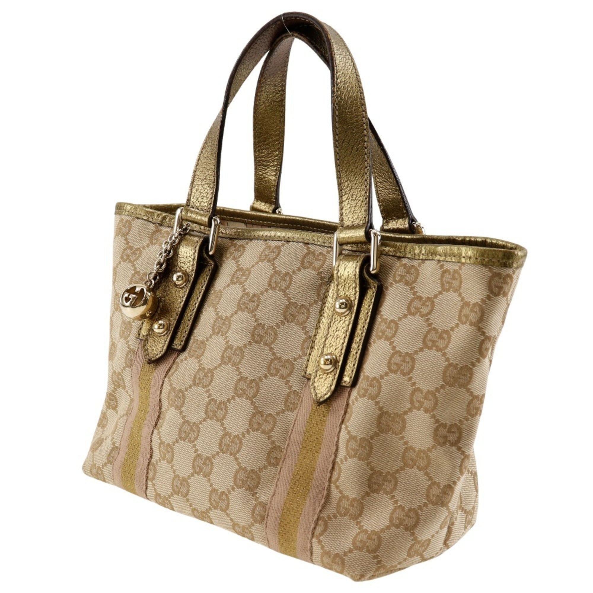 Gucci Brown Gg Canvas Leather Handbag (Pre-Owned)