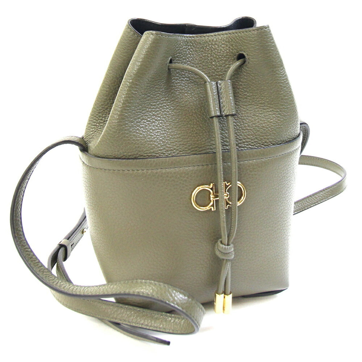 Salvatore Ferragamo Olive Leather Pochette Shoulder Bag (Pre-Owned)