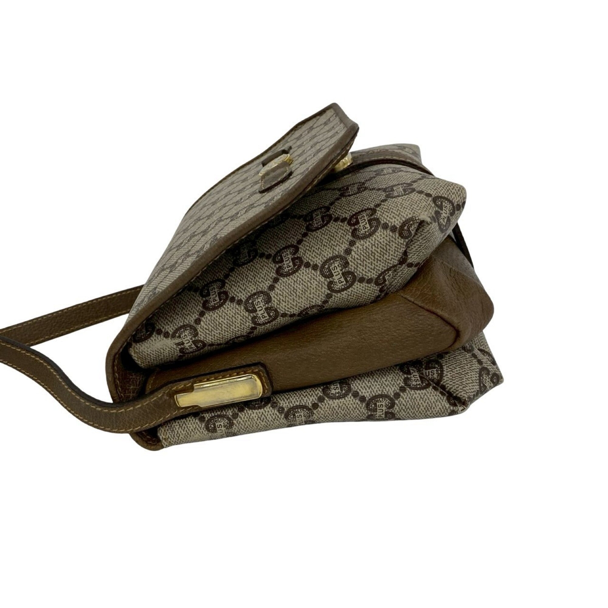 Gucci Brown Leather Pvc Pochette Shoulder Bag (Pre-Owned)