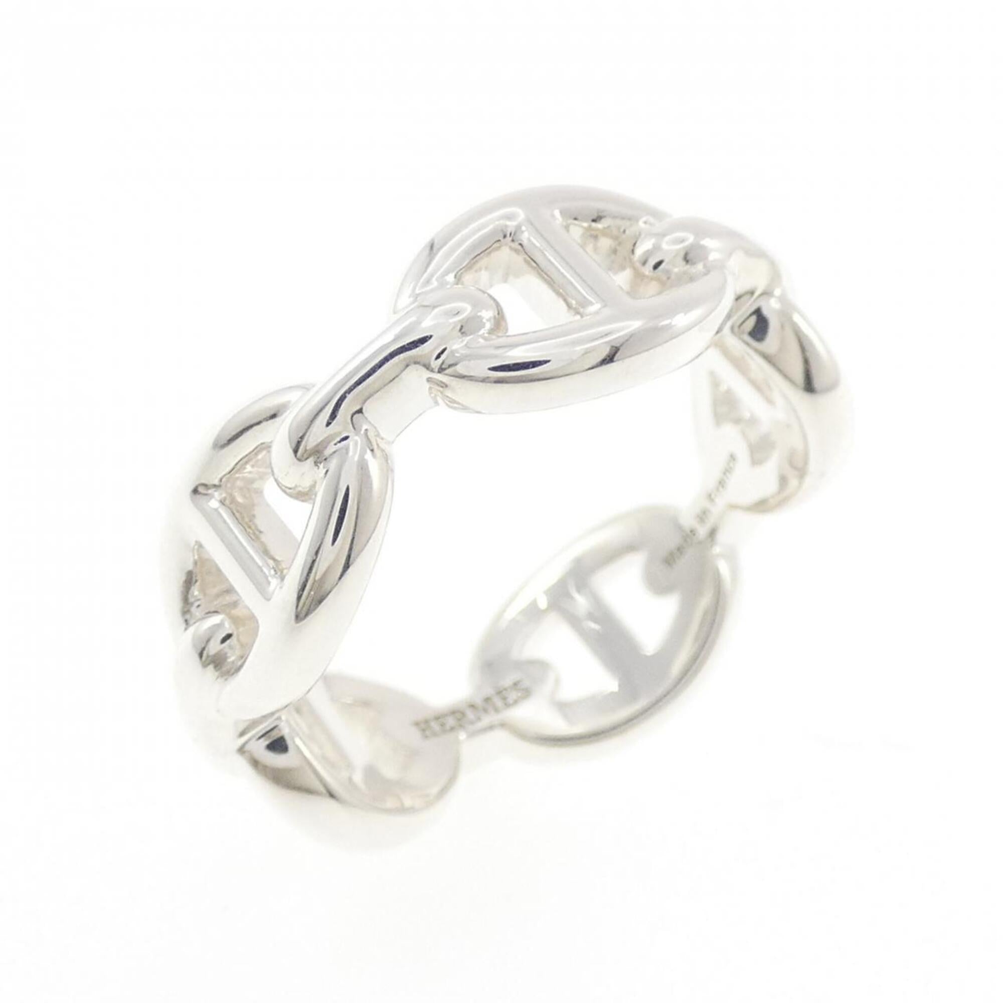 Hermes Silver Silver 925 Band Ring (Pre-Owned)