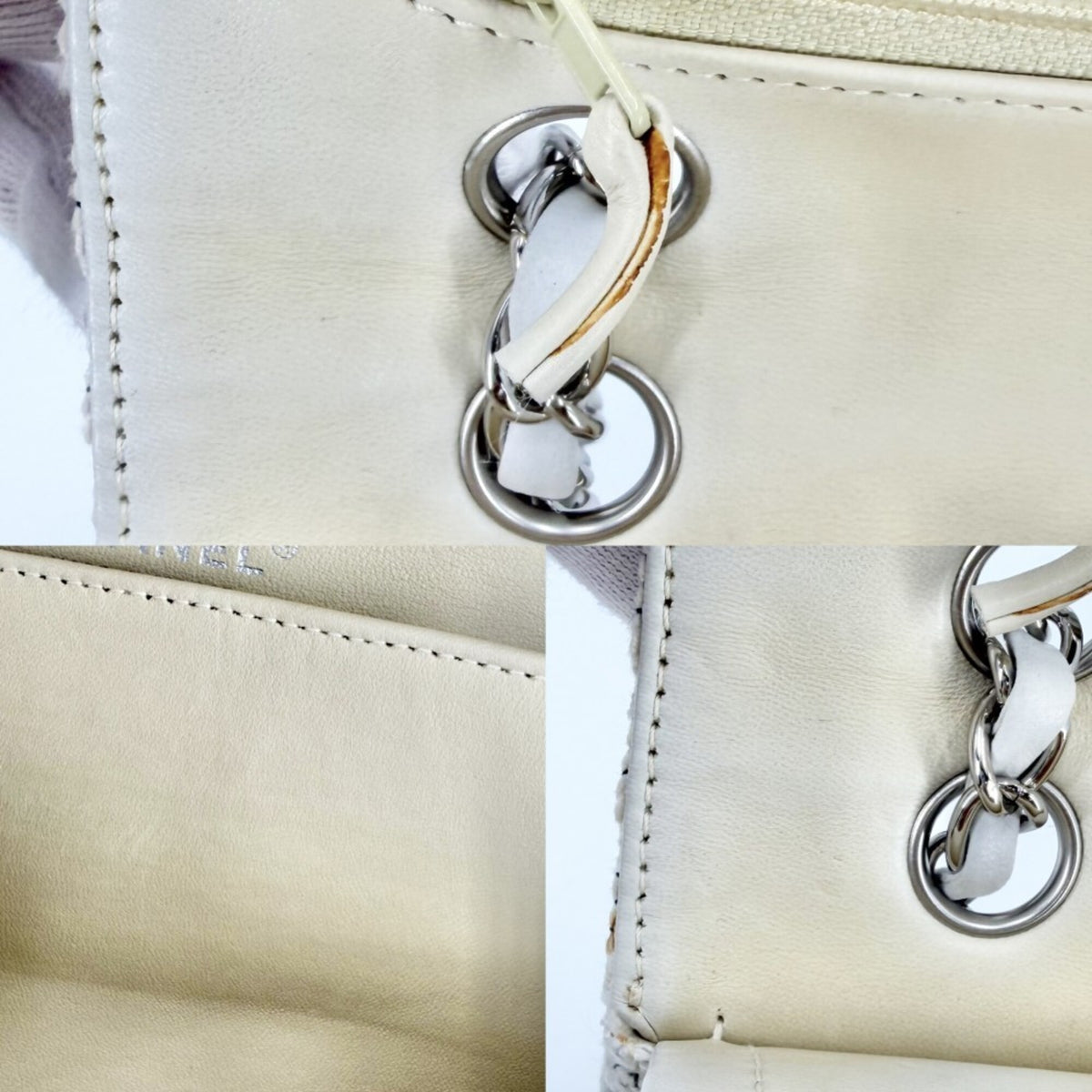 Chanel White Tweed Leather Shoulder Bag (Pre-Owned)