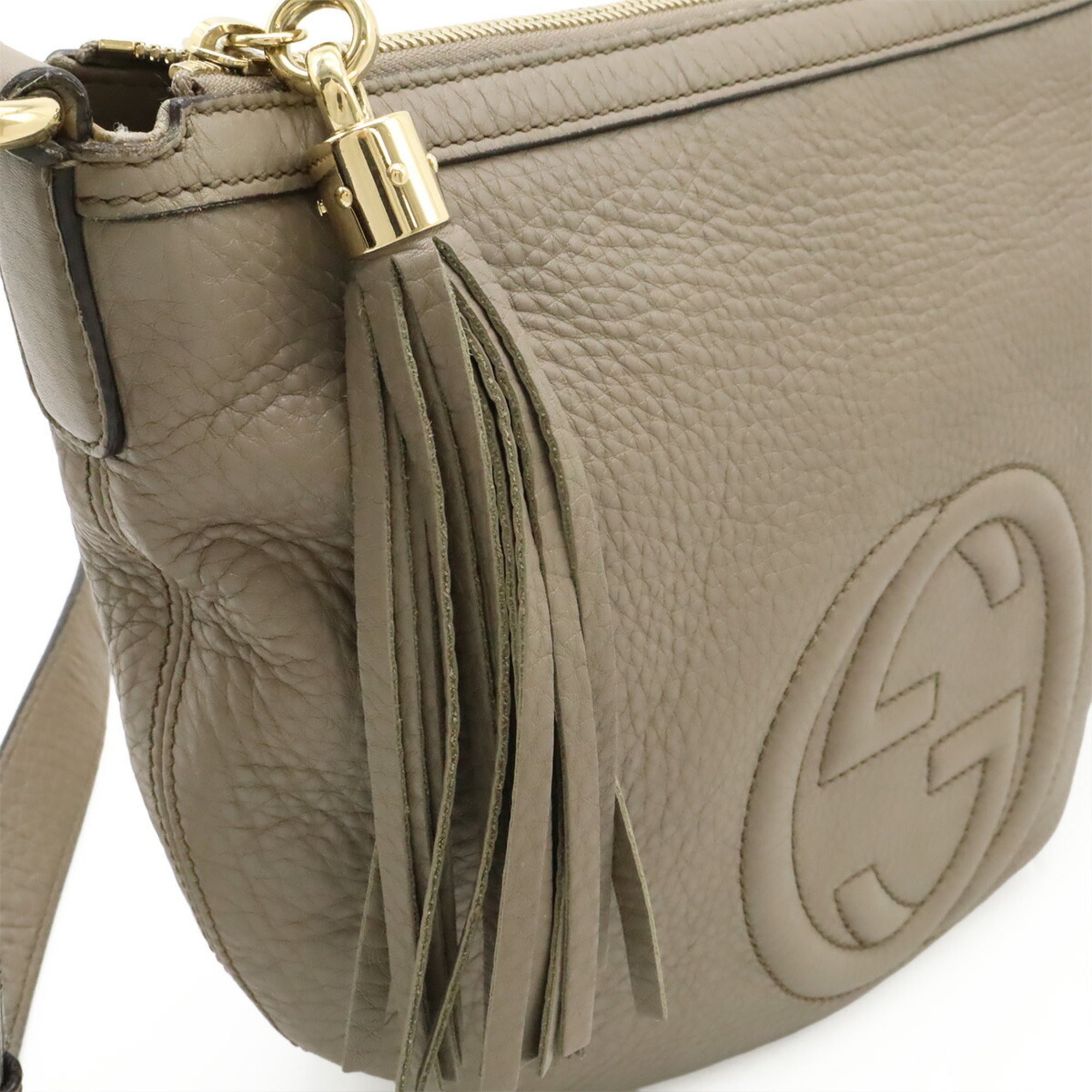 Gucci Soho Grayish Leather Shoulder Bag (Pre-Owned)