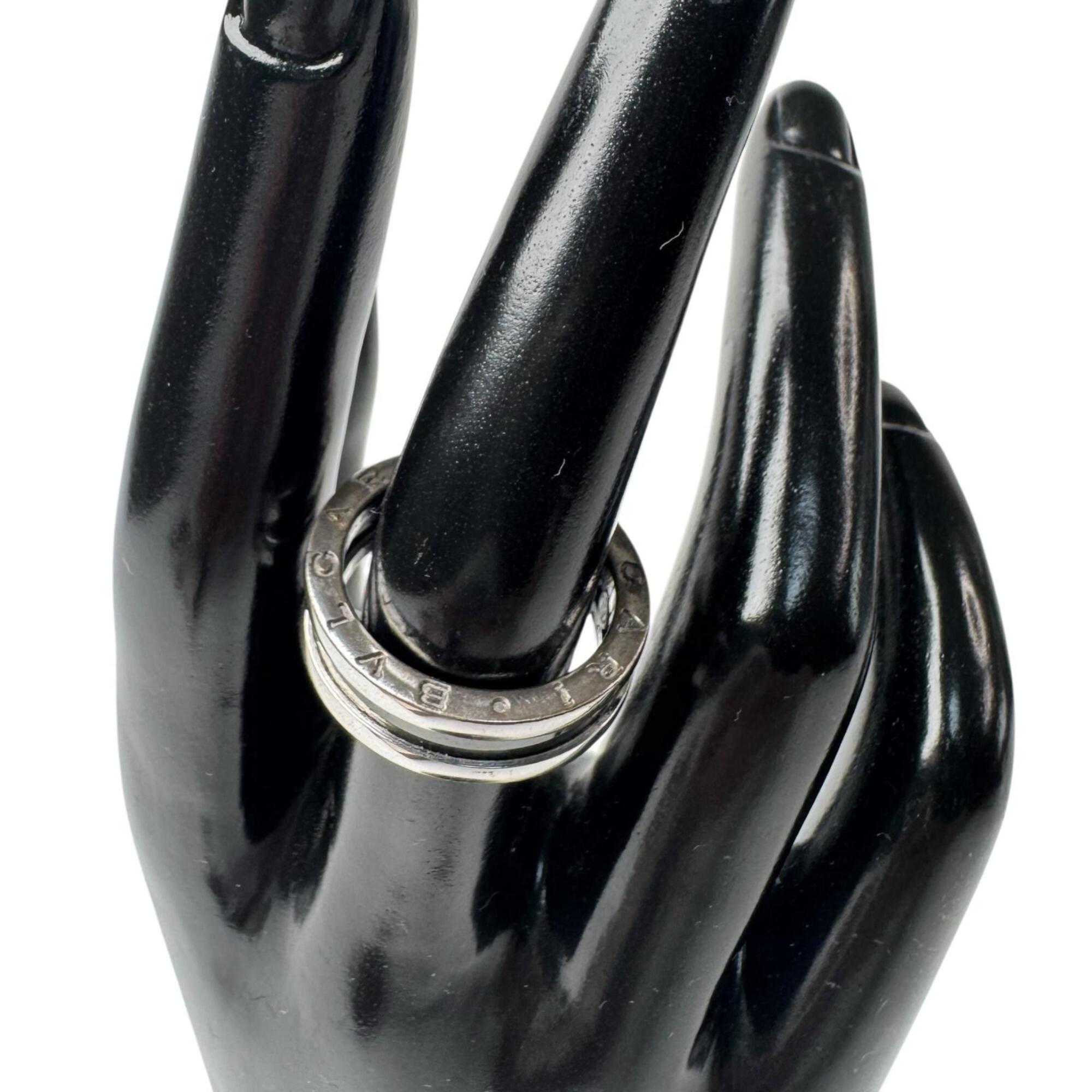 Bvlgari Silver Black Silver 925 Band Ring (Pre-Owned)