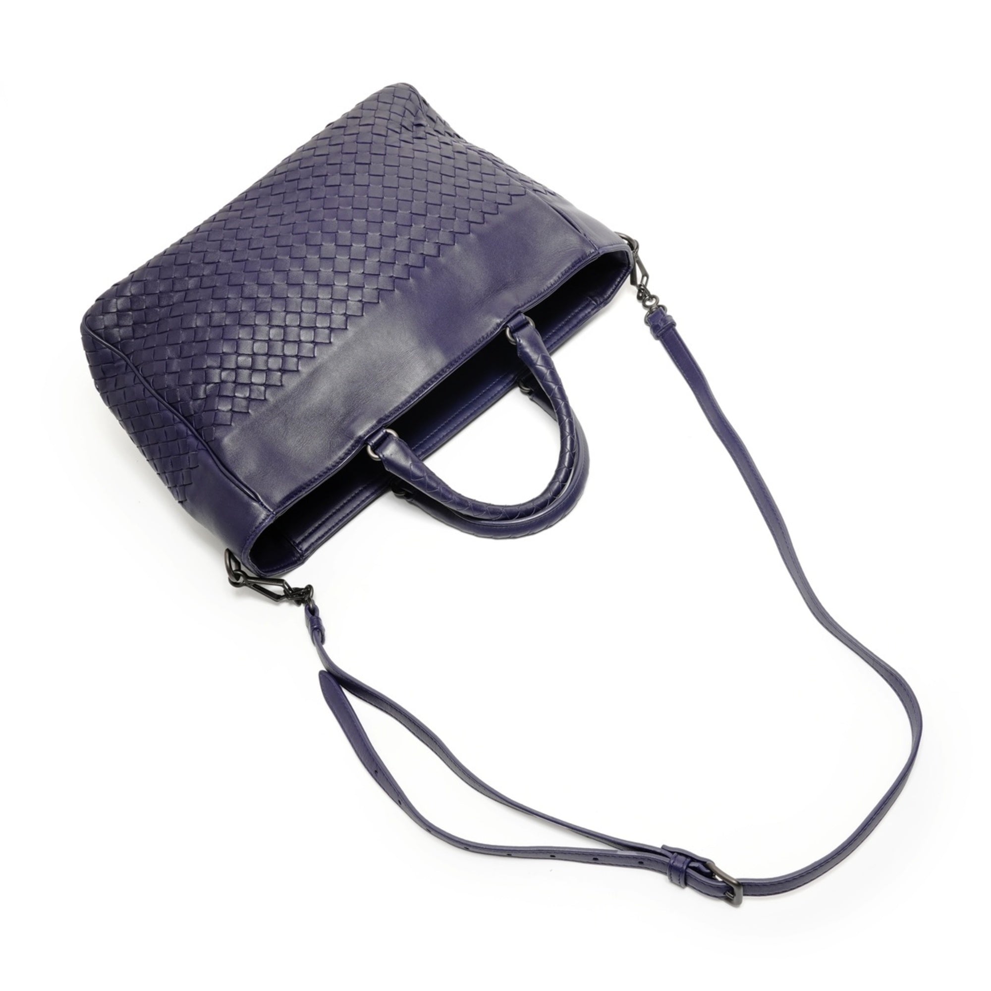 Bottega Veneta Intrecciato Purple Intrecciato Handbag (Pre-Owned)