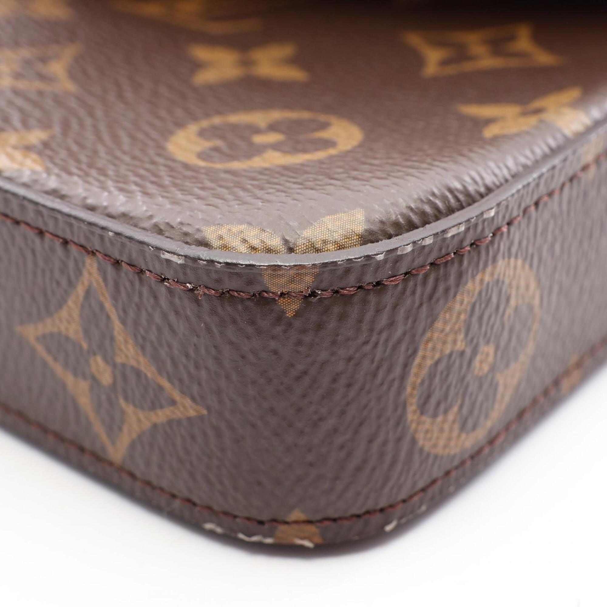 Louis Vuitton Brown Coated Canvas Leather Handbag Pochette Shoulder Bag (Pre-Owned)