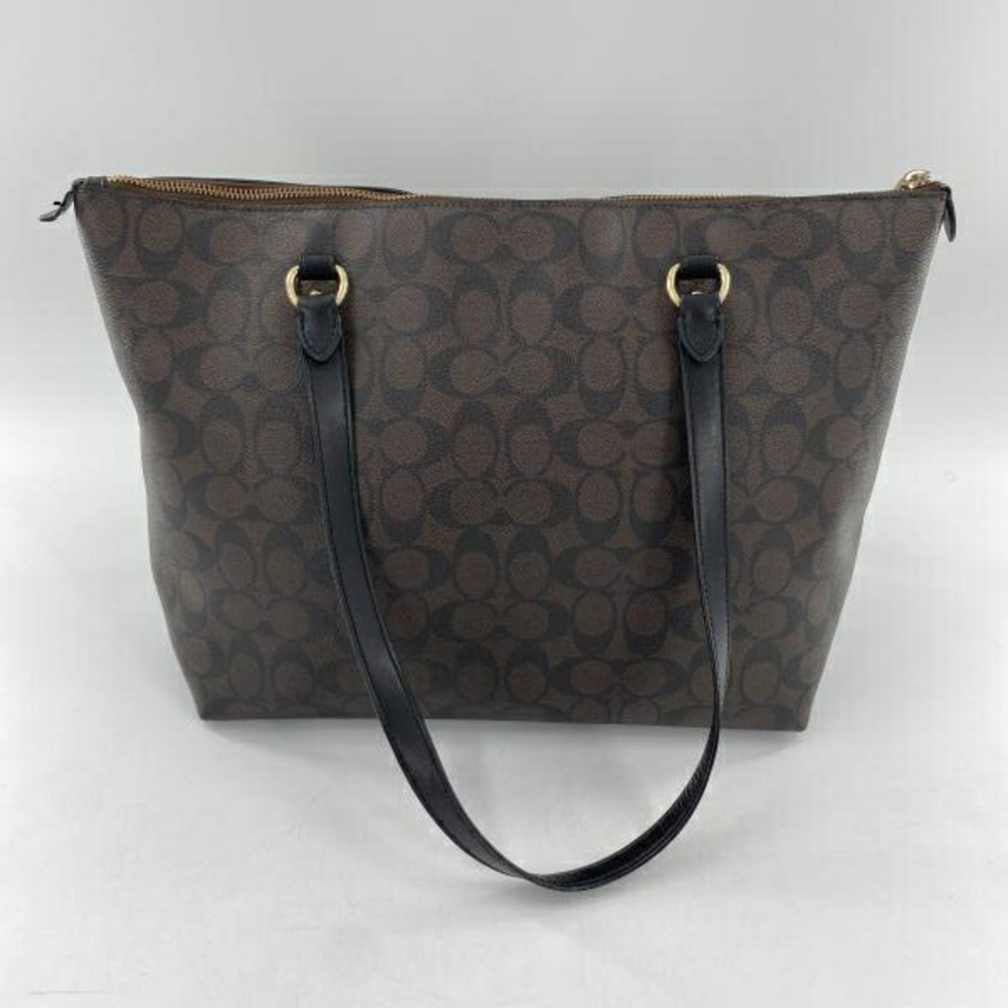 Coach Signature Blue Brown Signature Line Tote Bag (Pre-Owned)