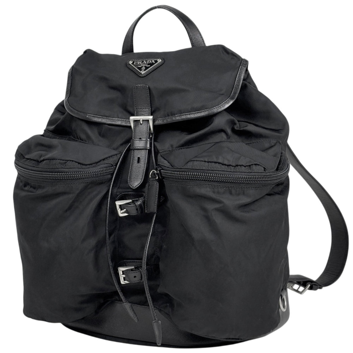 Prada Black Nylon Leather Backpack (Pre-Owned)