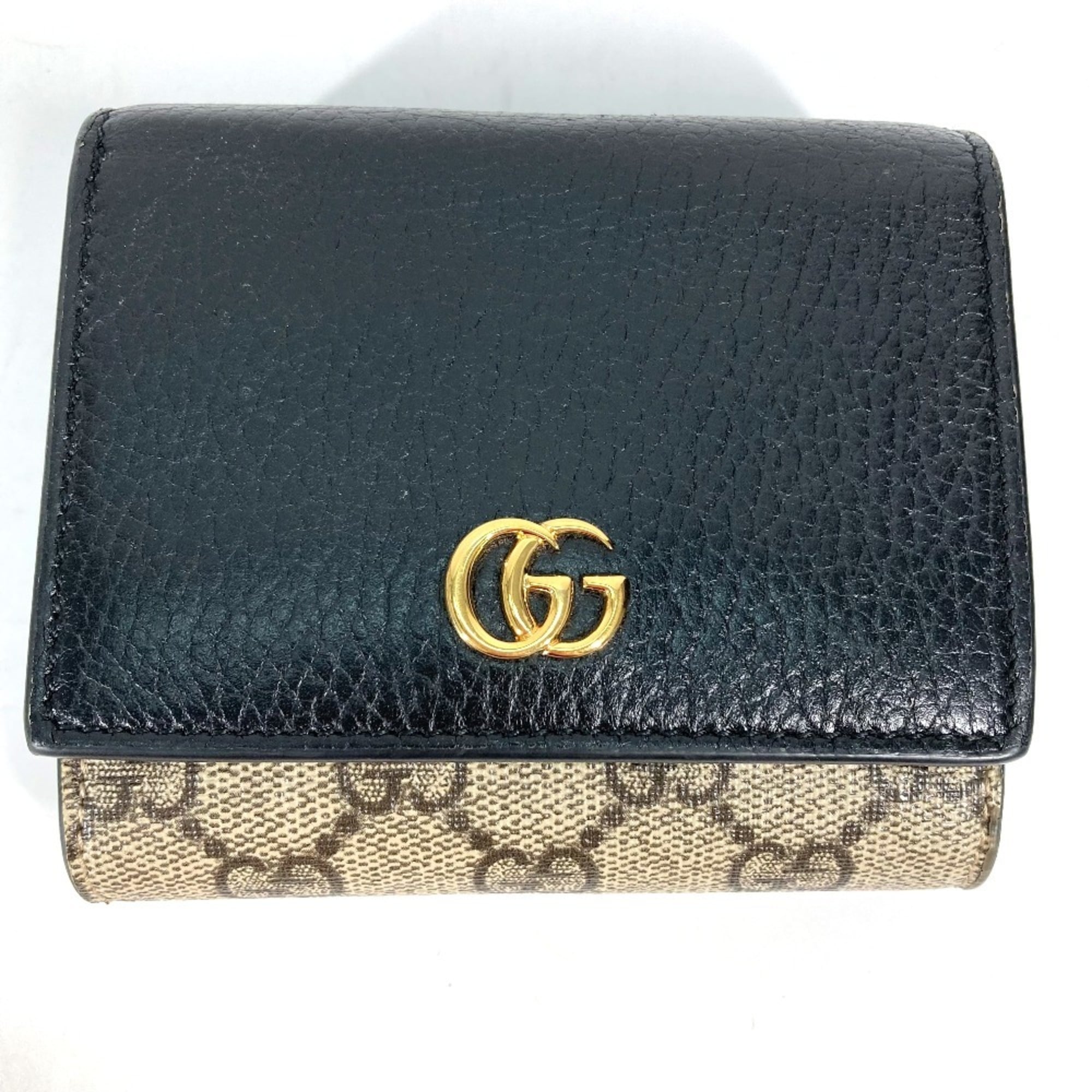 Gucci Beige Black Leather Pvc Wallet (Bi-Fold) (Pre-Owned)