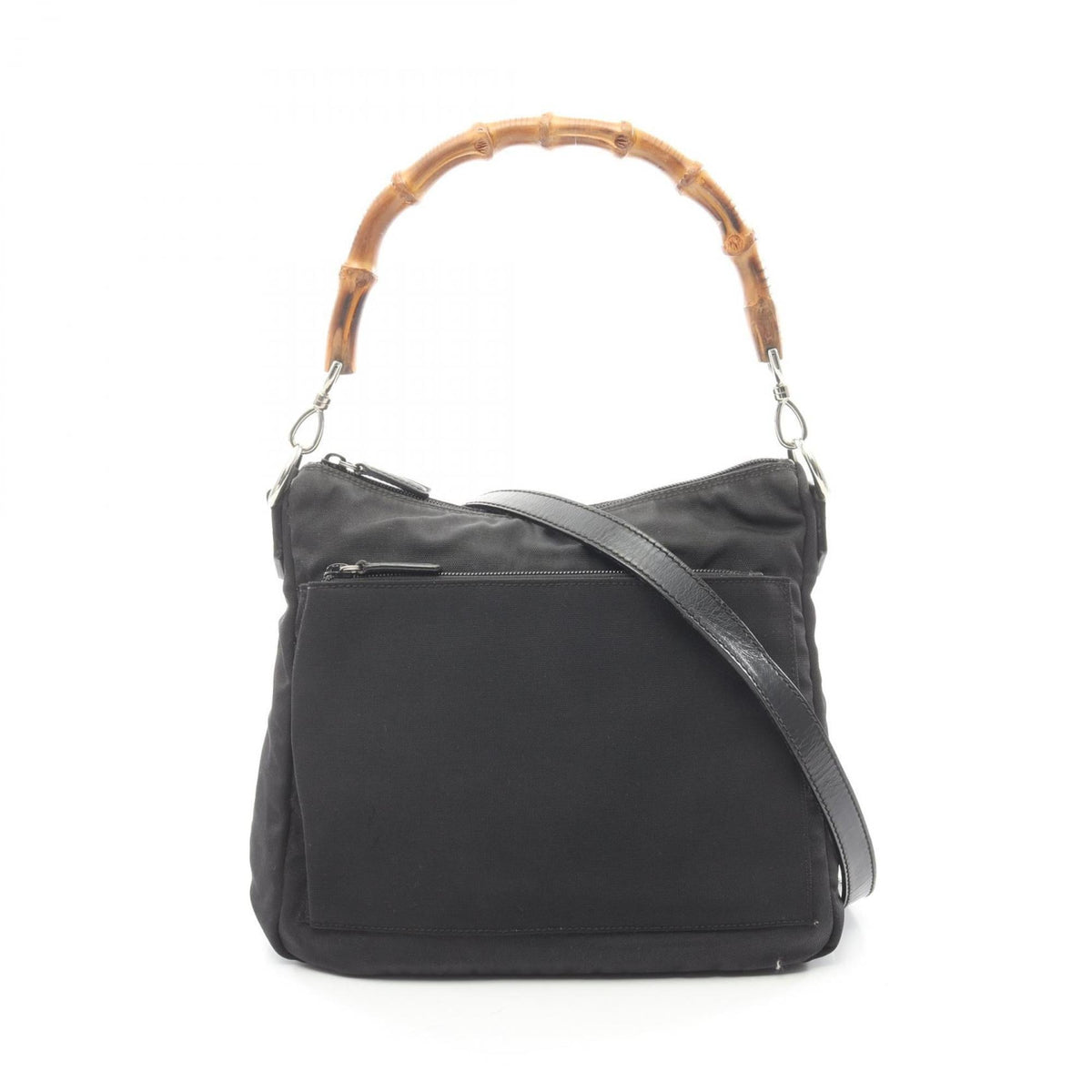 Gucci Black Canvas Leather Handbag Shoulder Bag (Pre-Owned)