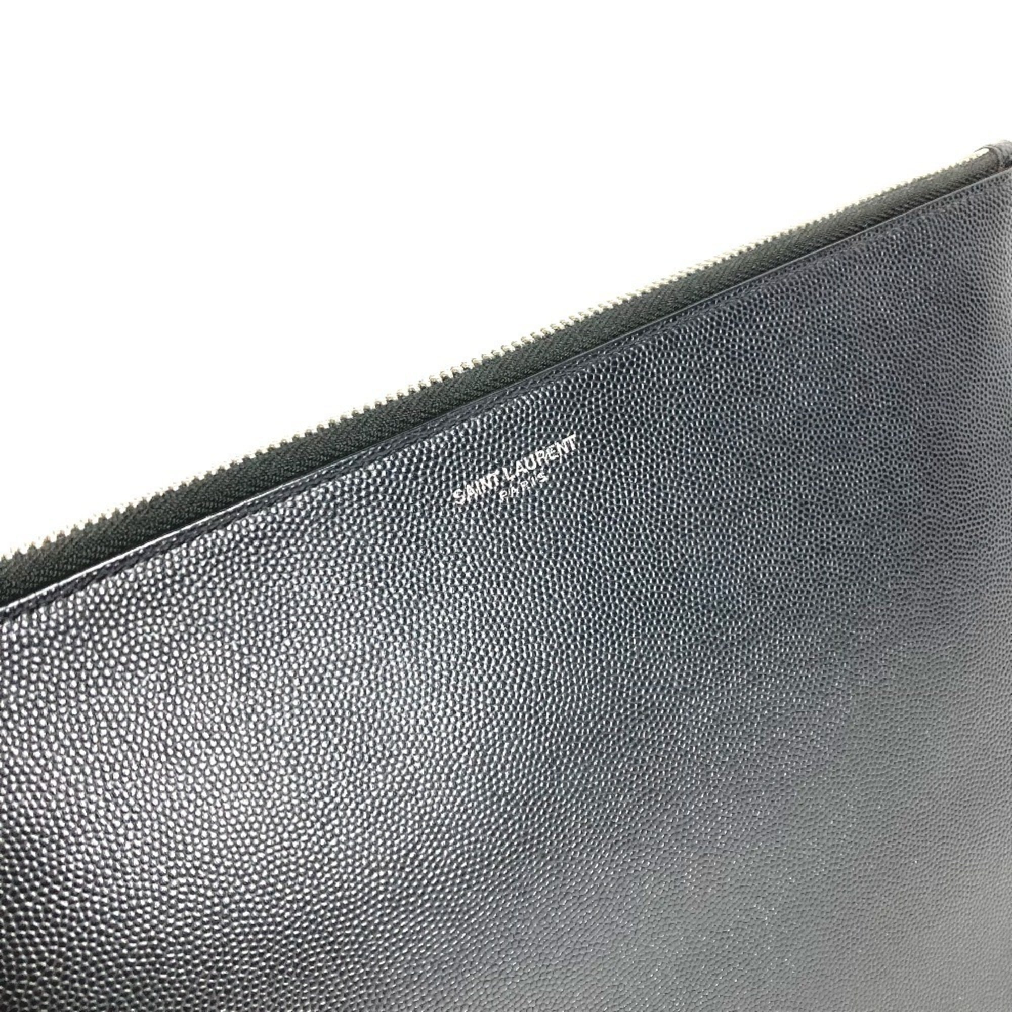 Saint Laurent Black Leather Clutch Bag Pouch (Pre-Owned)