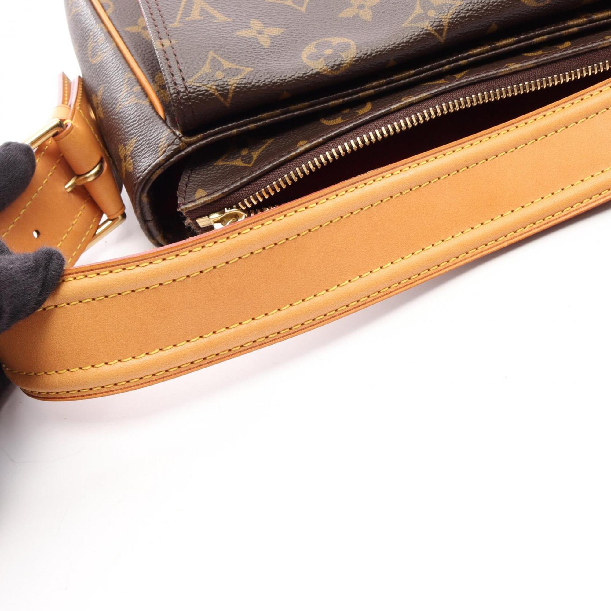 Louis Vuitton Brown Coated Canvas Leather Handbag Shoulder Bag (Pre-Owned)