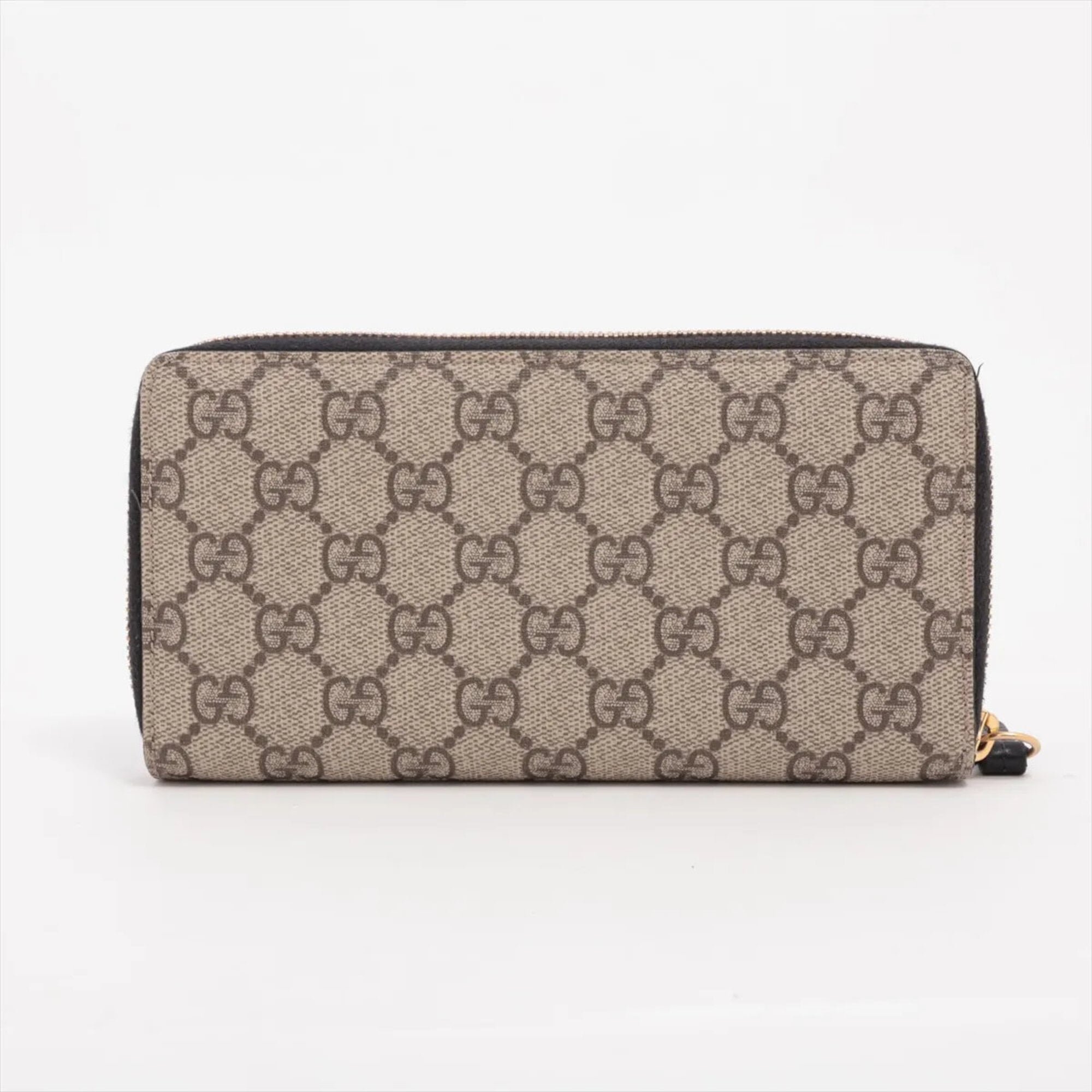Gucci Brown Leather Coated Canvas Long Wallet (Bi-Fold) (Pre-Owned)