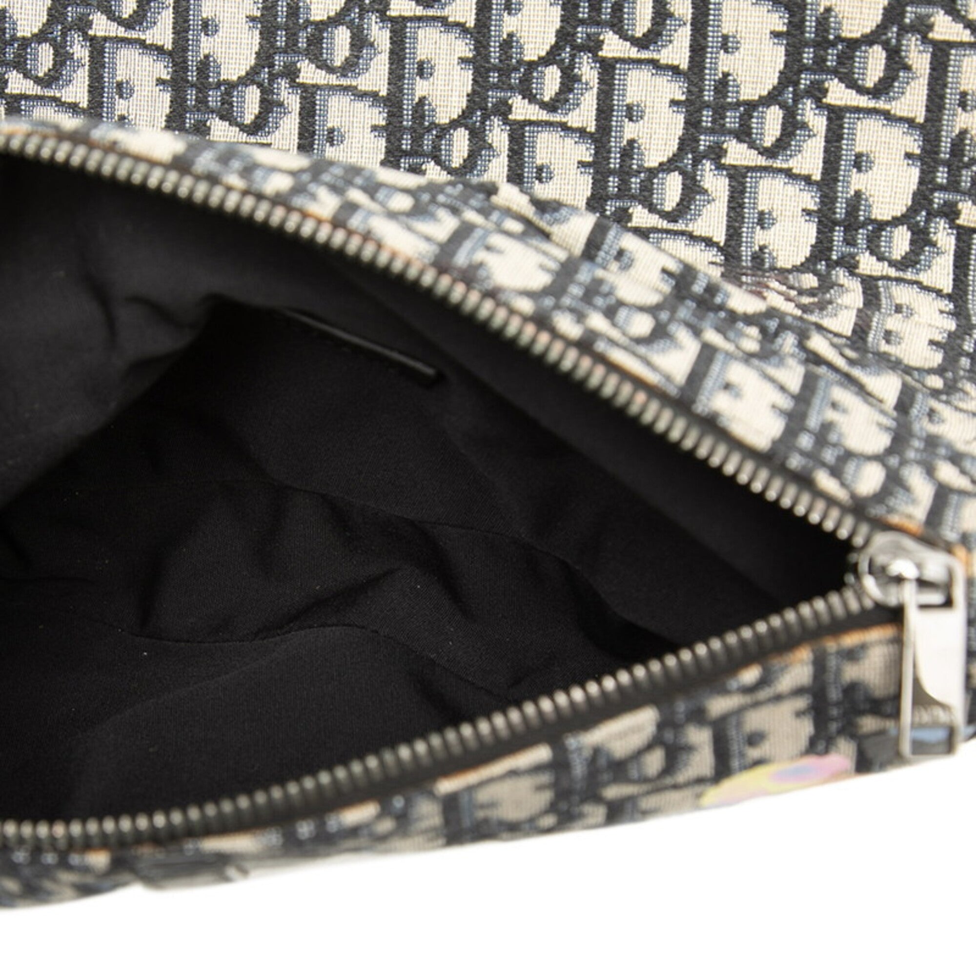 Christian Dior Beige Navy Canvas Leather Saddle Bag Shoulder Bag Sling Bag (Pre-Owned)