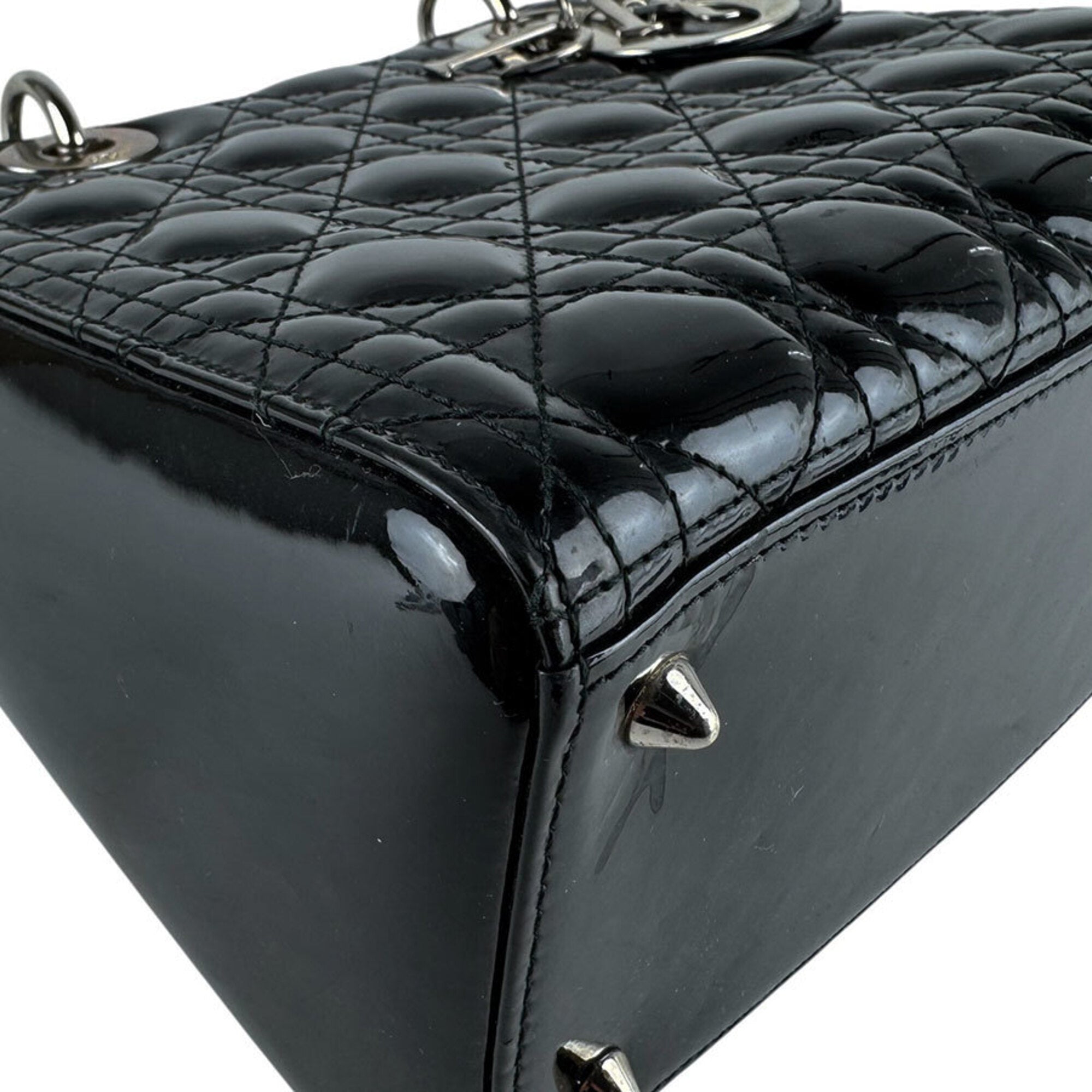 Christian Dior Black Patent Leather Handbag Shoulder Bag (Pre-Owned)