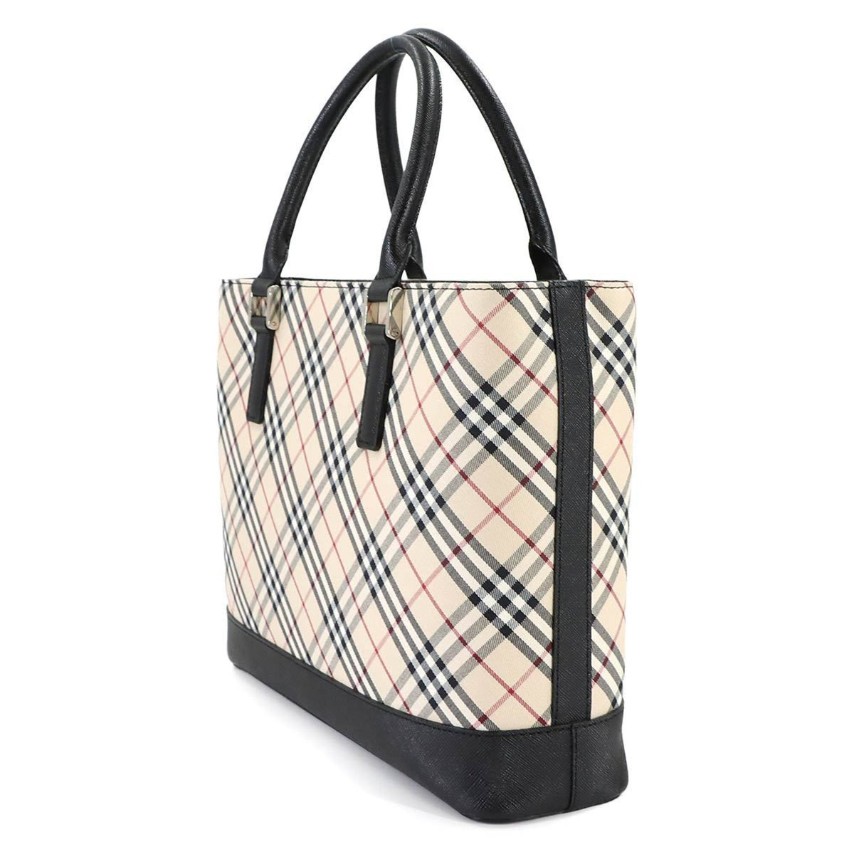 Burberry Beige Black Canvas Handbag (Pre-Owned)