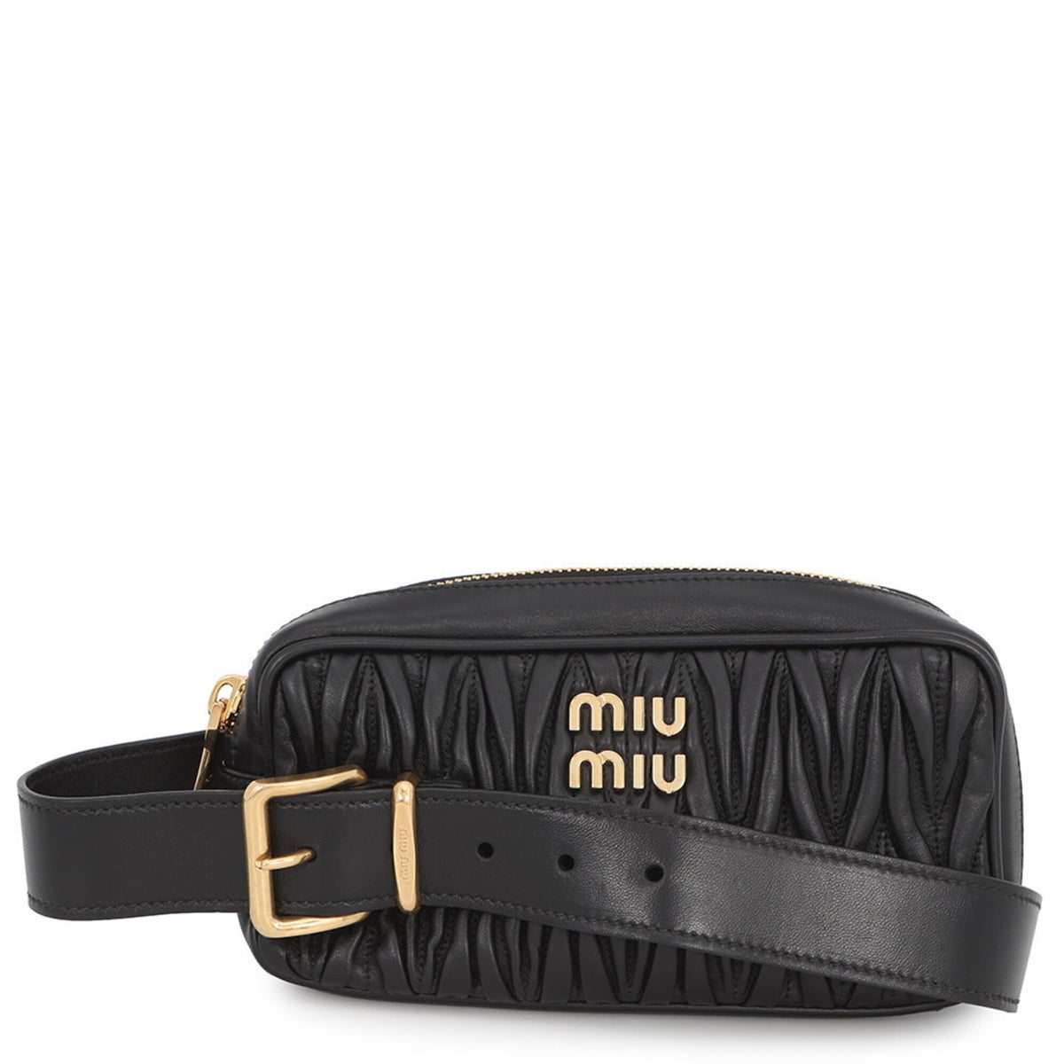Miu Miu Matelasse Black Leather Clutch Bag Handbag (Pre-Owned)