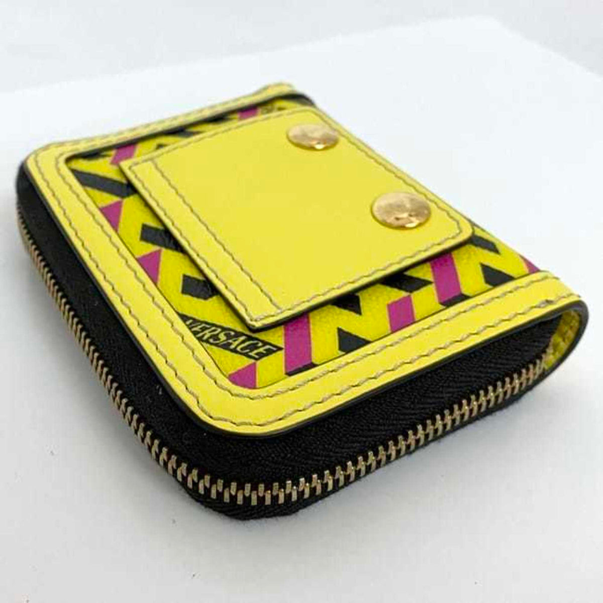 Versace Yellow Leather Coin Purse/Coin Case (Pre-Owned)