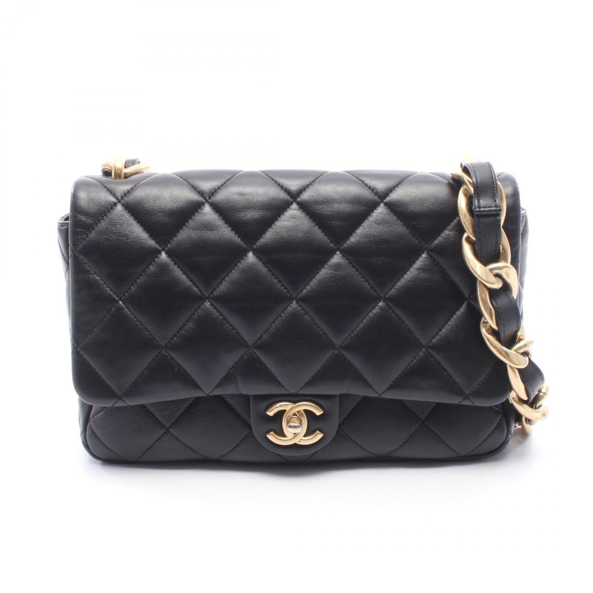 Chanel Black Leather Handbag Shoulder Bag (Pre-Owned)