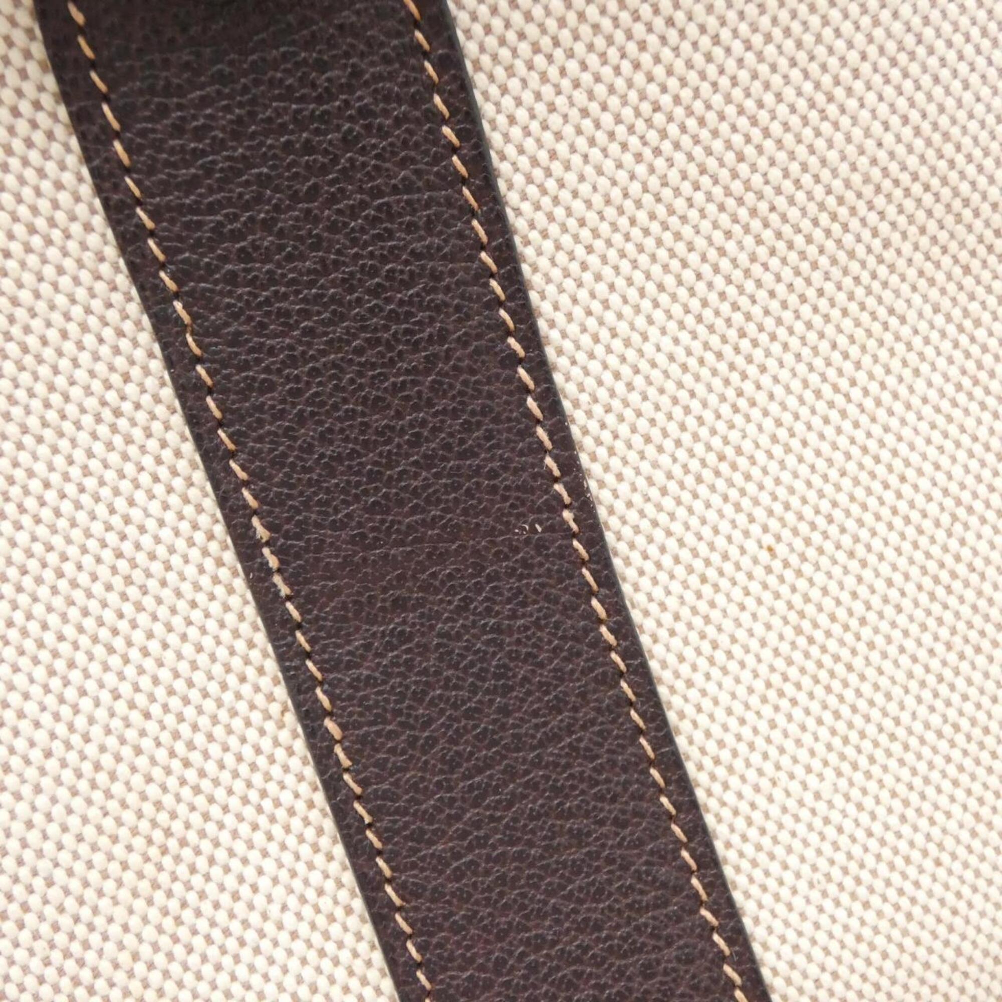 Hermes Brown Toile H Buffle Skipper Leather Handbag (Pre-Owned)